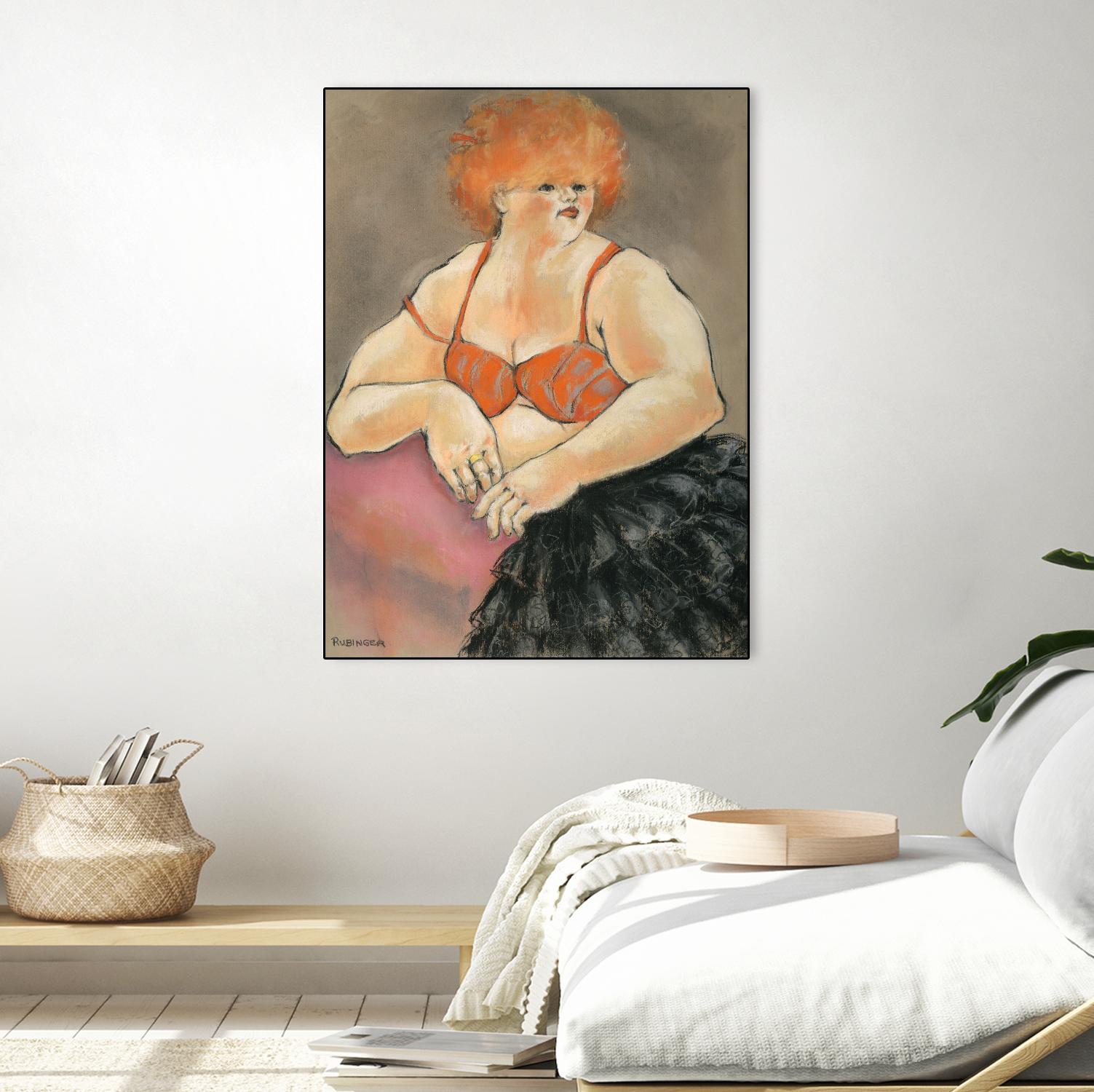 Hommage a la Goulue 2 by Bram Rubinger on GIANT ART - orange figurative drawing