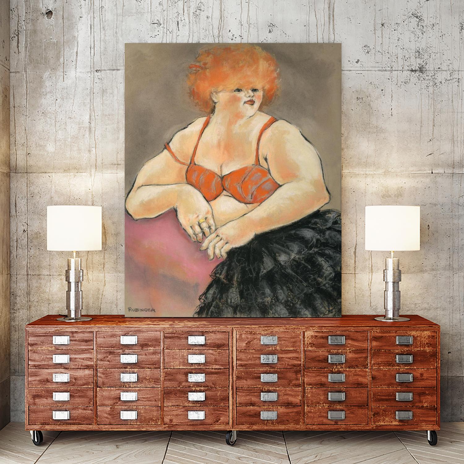 Hommage a la Goulue 2 by Bram Rubinger on GIANT ART - orange figurative drawing