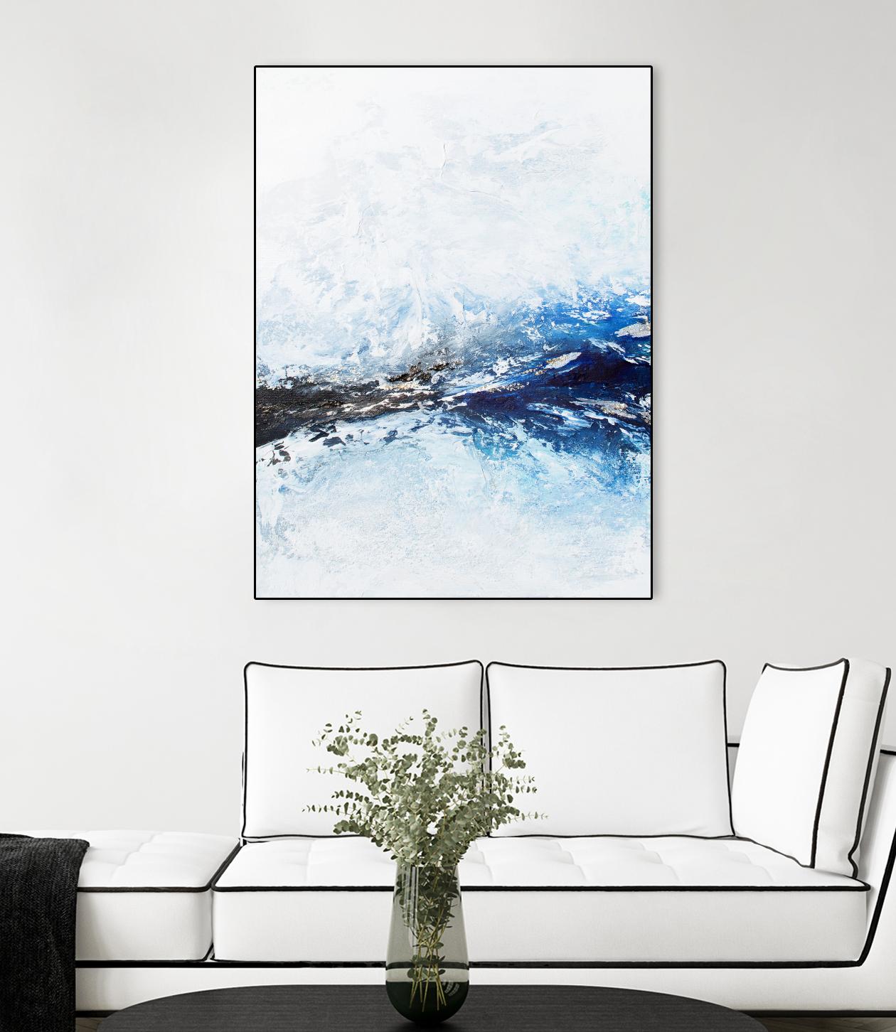 Frozen Golden Ocean -2-Square by Alyson Mccrink on GIANT ART - blue abstract