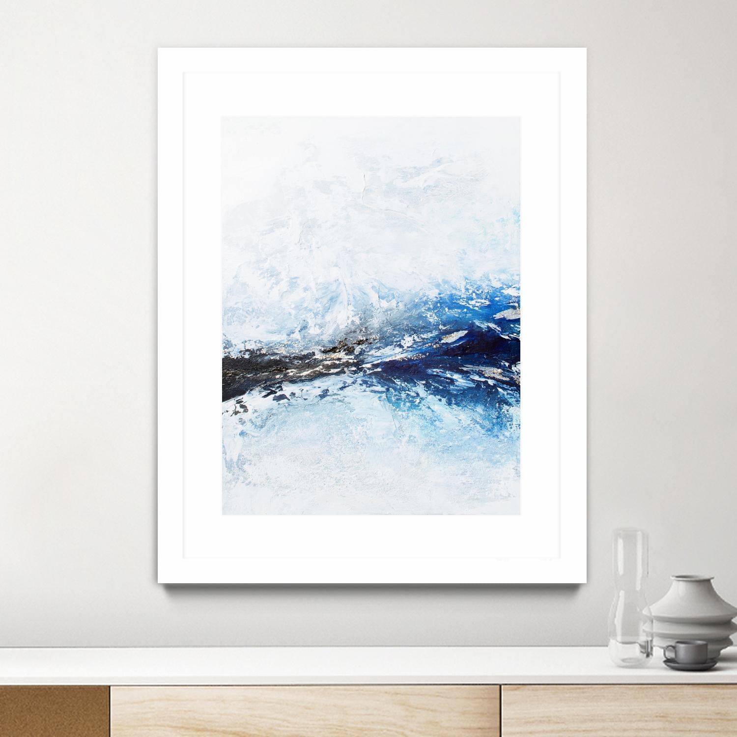 Frozen Golden Ocean -2-Square by Alyson Mccrink on GIANT ART - blue abstract