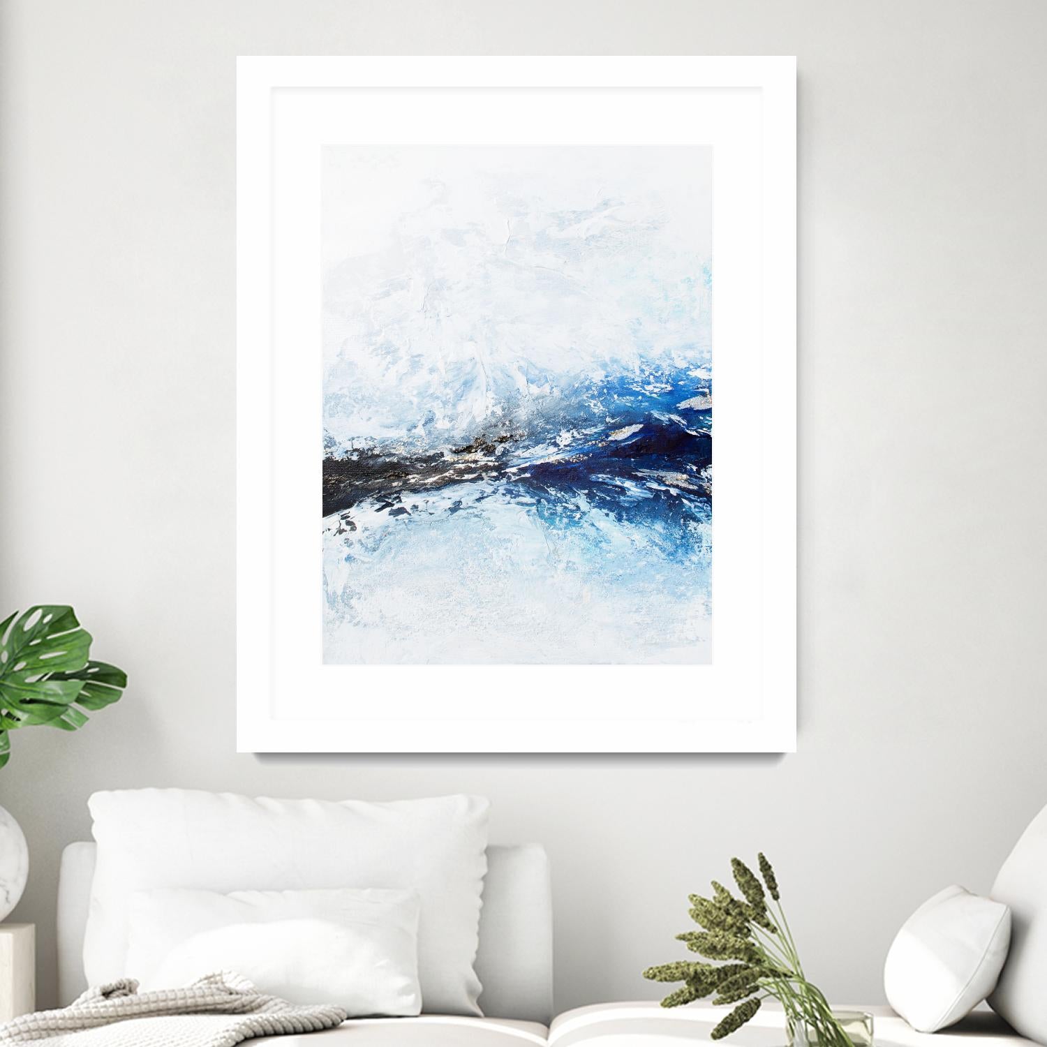 Frozen Golden Ocean -2-Square by Alyson Mccrink on GIANT ART - blue abstract
