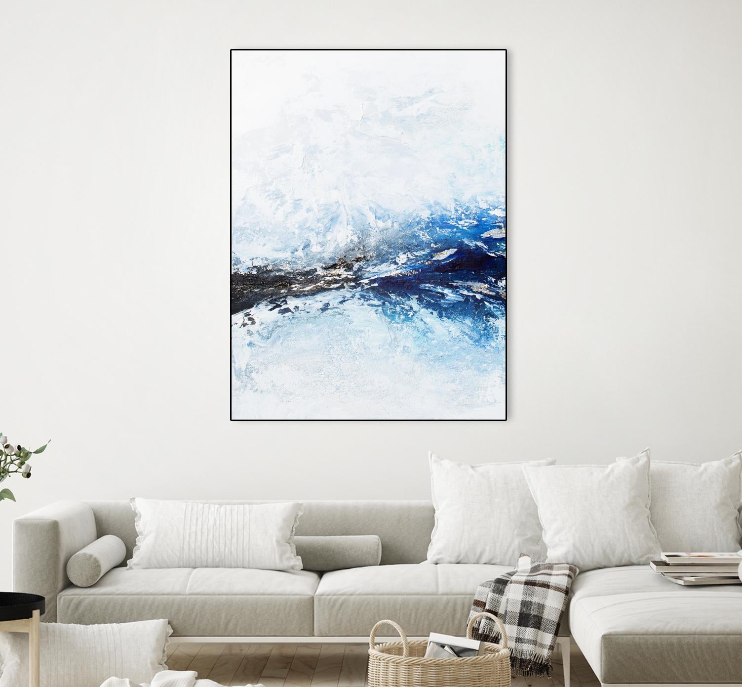 Frozen Golden Ocean -2-Square by Alyson Mccrink on GIANT ART - blue abstract