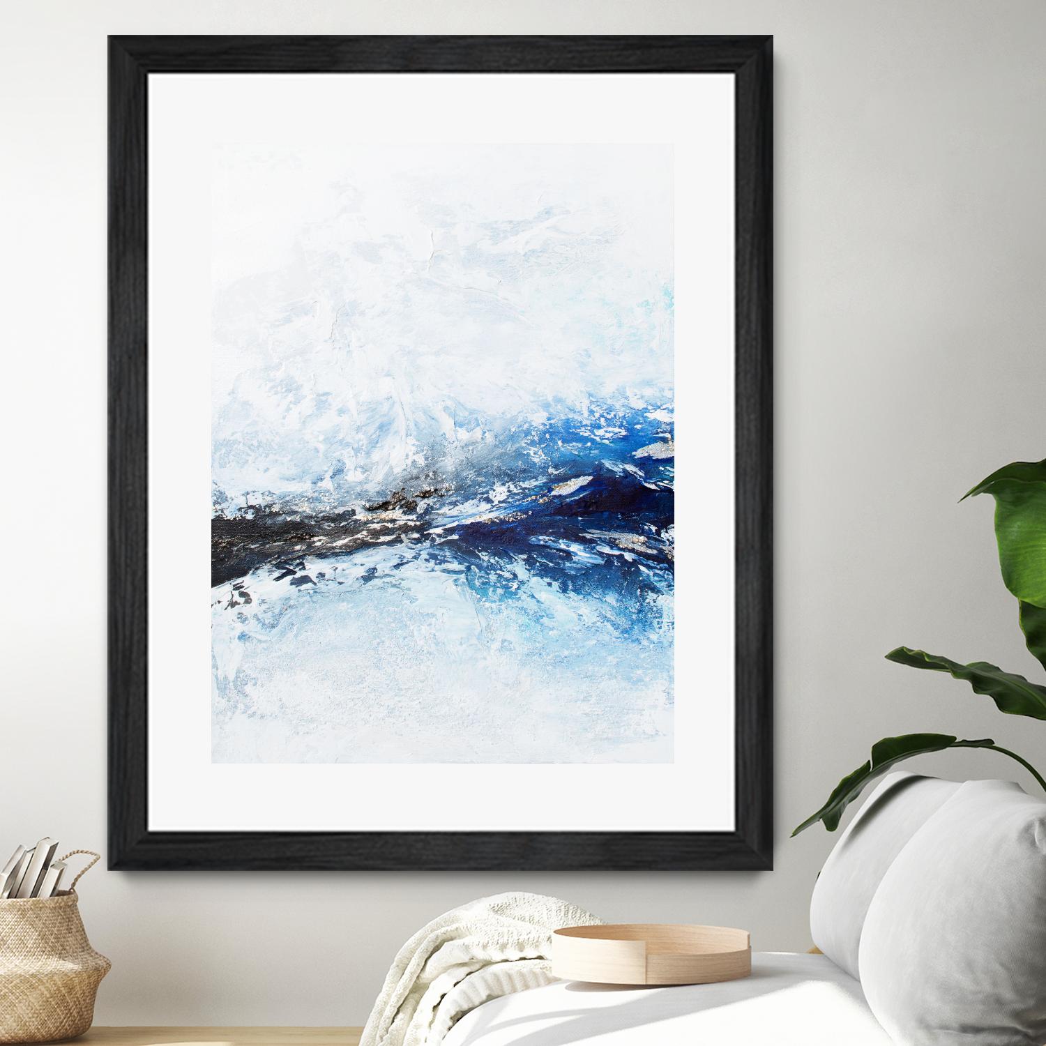 Frozen Golden Ocean -2-Square by Alyson Mccrink on GIANT ART - blue abstract