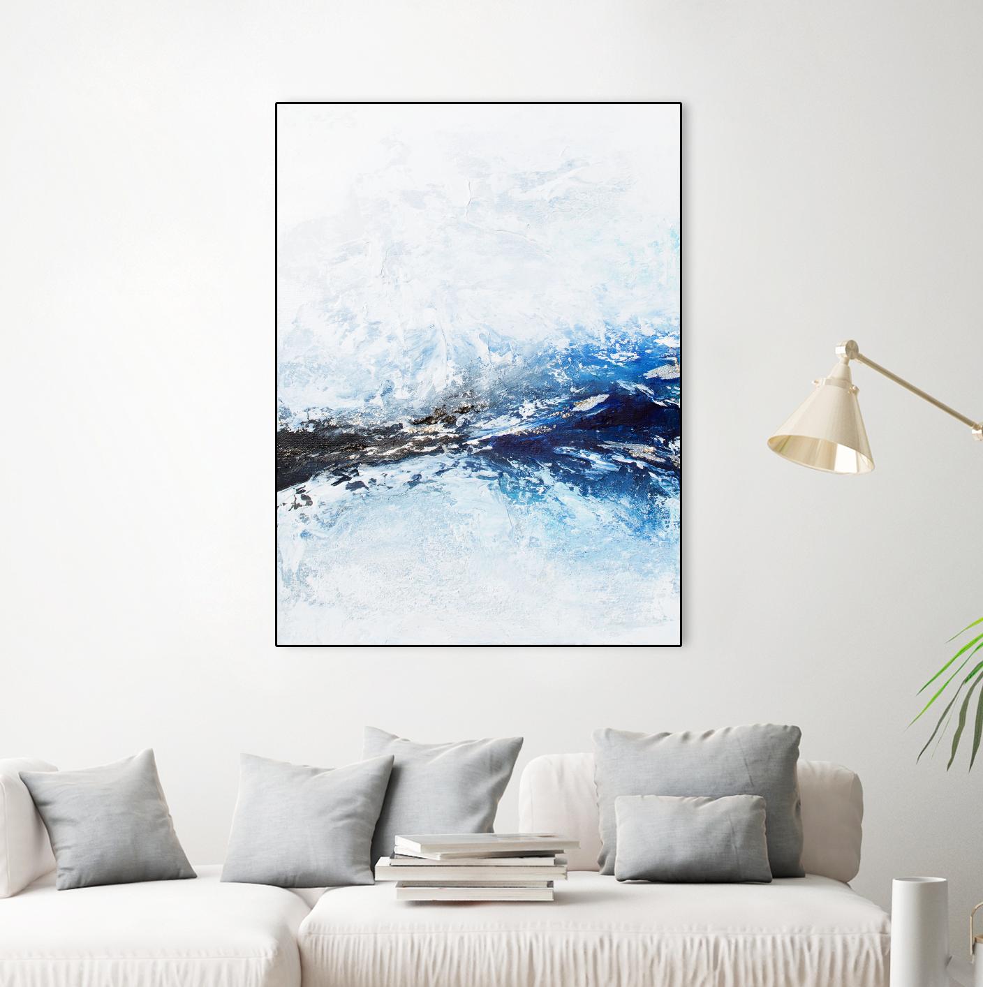 Frozen Golden Ocean -2-Square by Alyson Mccrink on GIANT ART - blue abstract