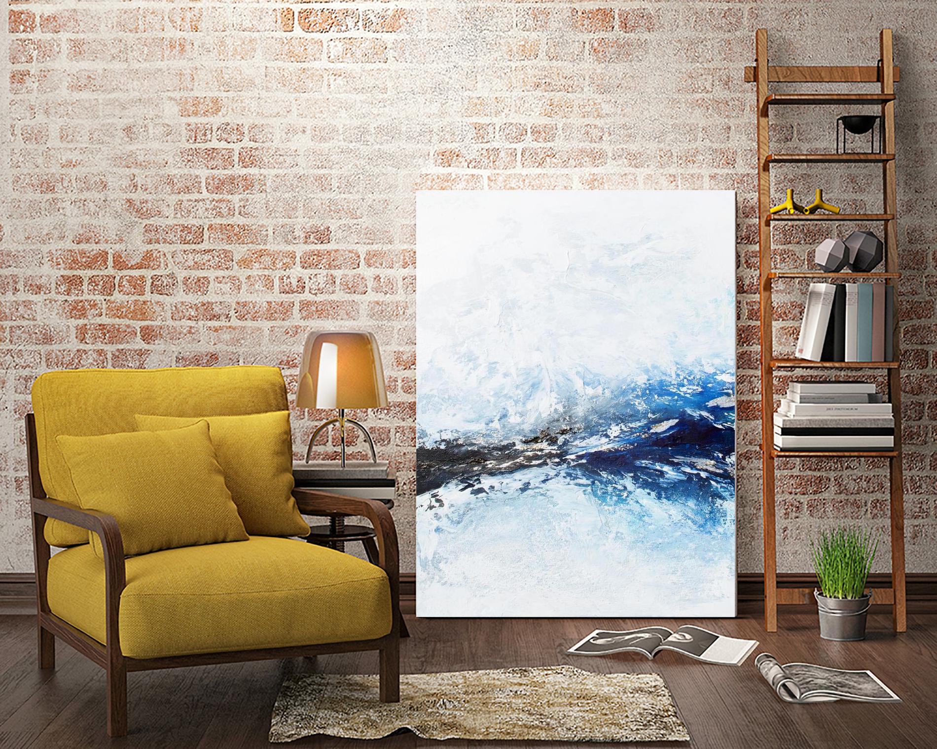 Frozen Golden Ocean -2-Square by Alyson Mccrink on GIANT ART - blue abstract