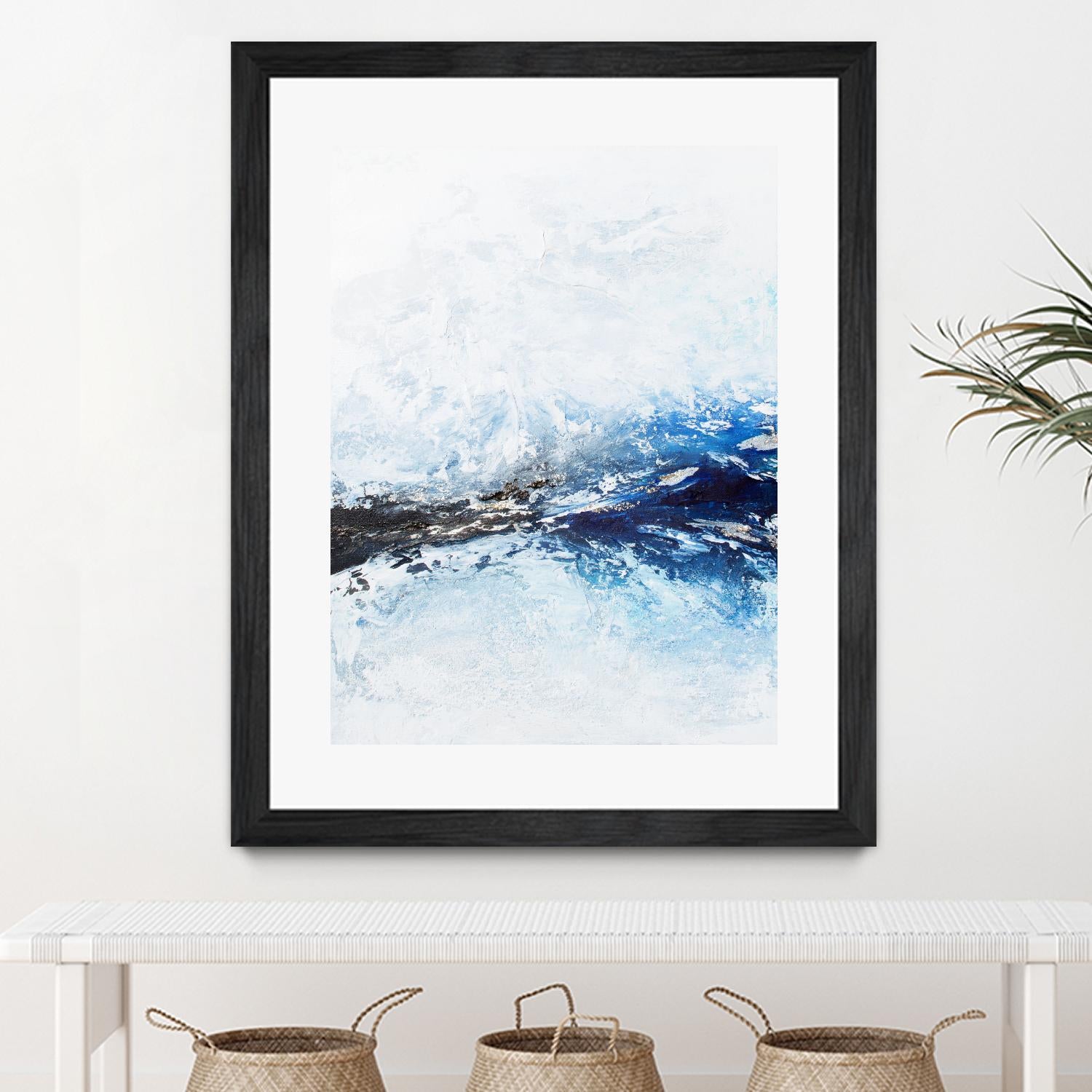 Frozen Golden Ocean -2-Square by Alyson Mccrink on GIANT ART - blue abstract
