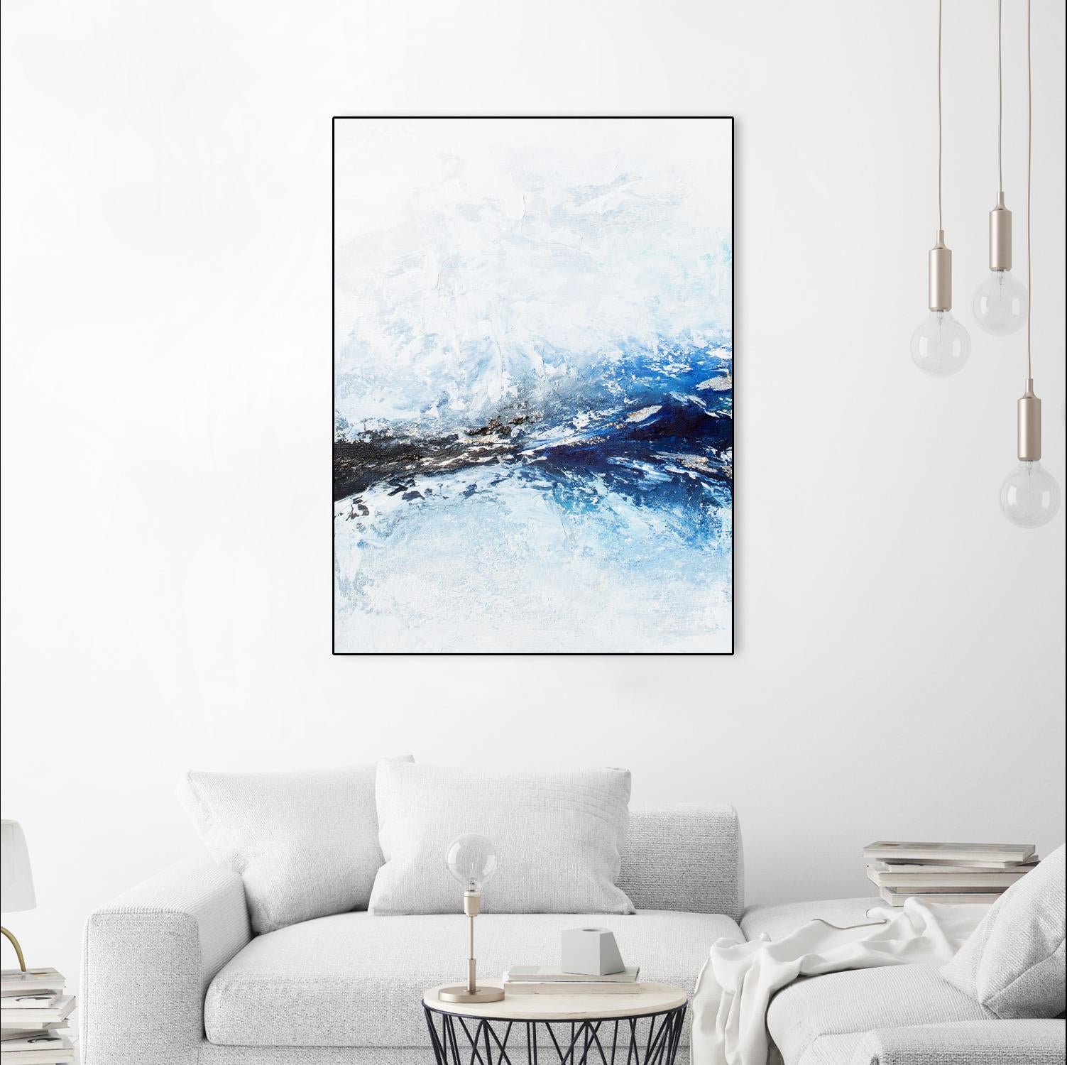 Frozen Golden Ocean -2-Square by Alyson Mccrink on GIANT ART - blue abstract