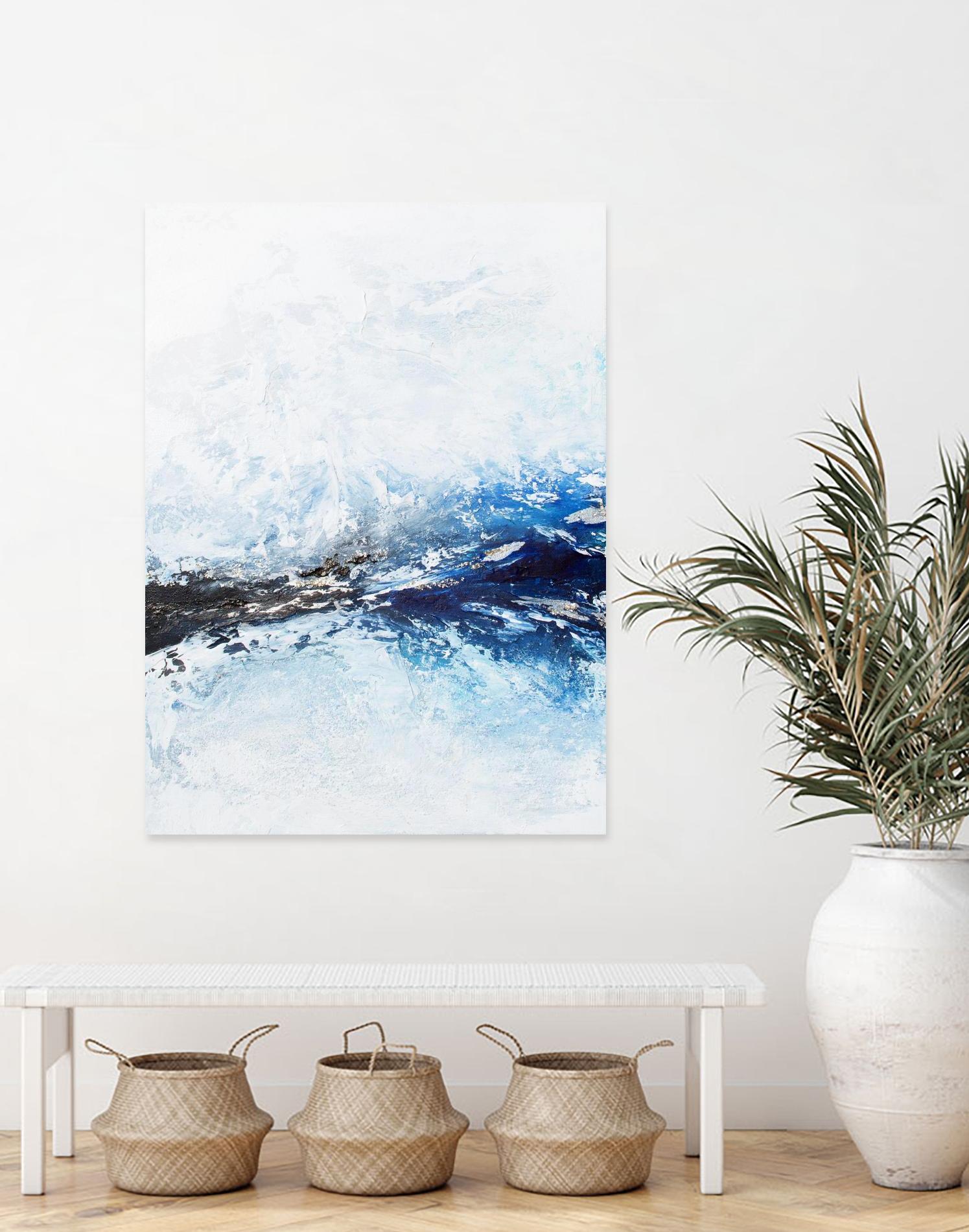 Frozen Golden Ocean -2-Square by Alyson Mccrink on GIANT ART - blue abstract