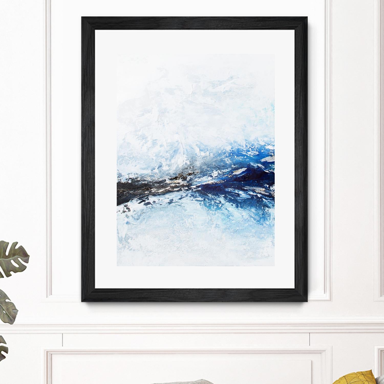 Frozen Golden Ocean -2-Square by Alyson Mccrink on GIANT ART - blue abstract
