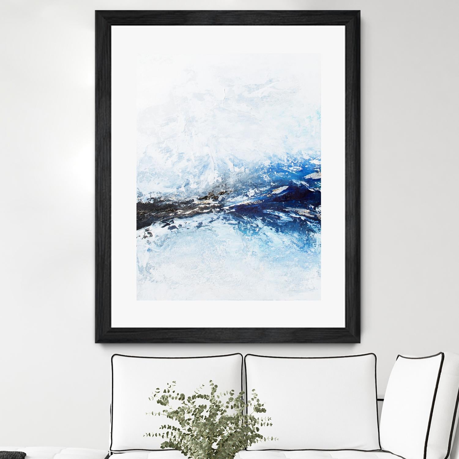 Frozen Golden Ocean -2-Square by Alyson Mccrink on GIANT ART - blue abstract