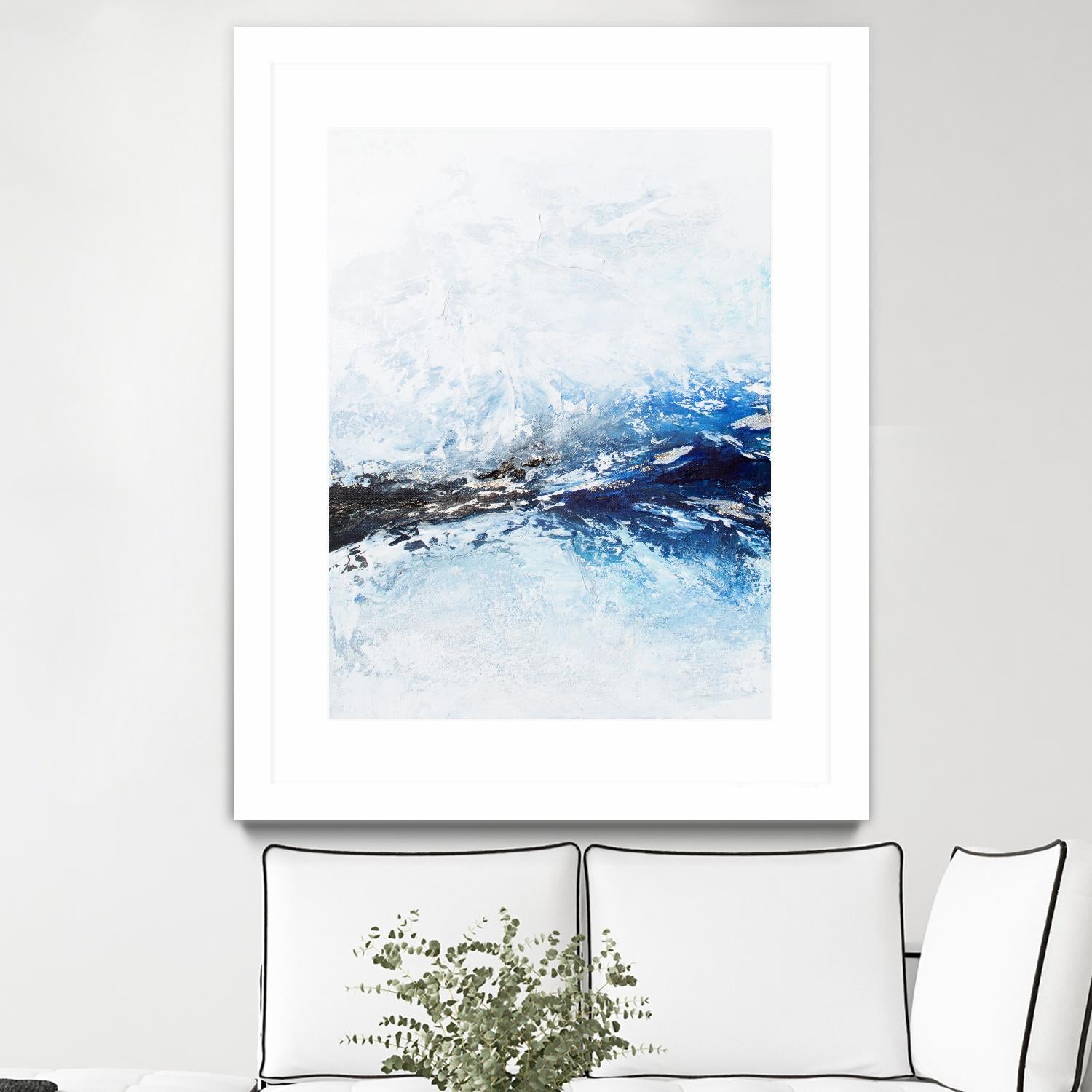 Frozen Golden Ocean -2-Square by Alyson Mccrink on GIANT ART - blue abstract