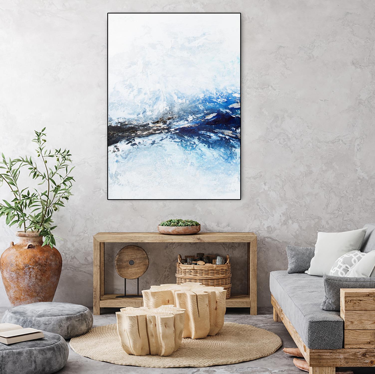 Frozen Golden Ocean -2-Square by Alyson Mccrink on GIANT ART - blue abstract