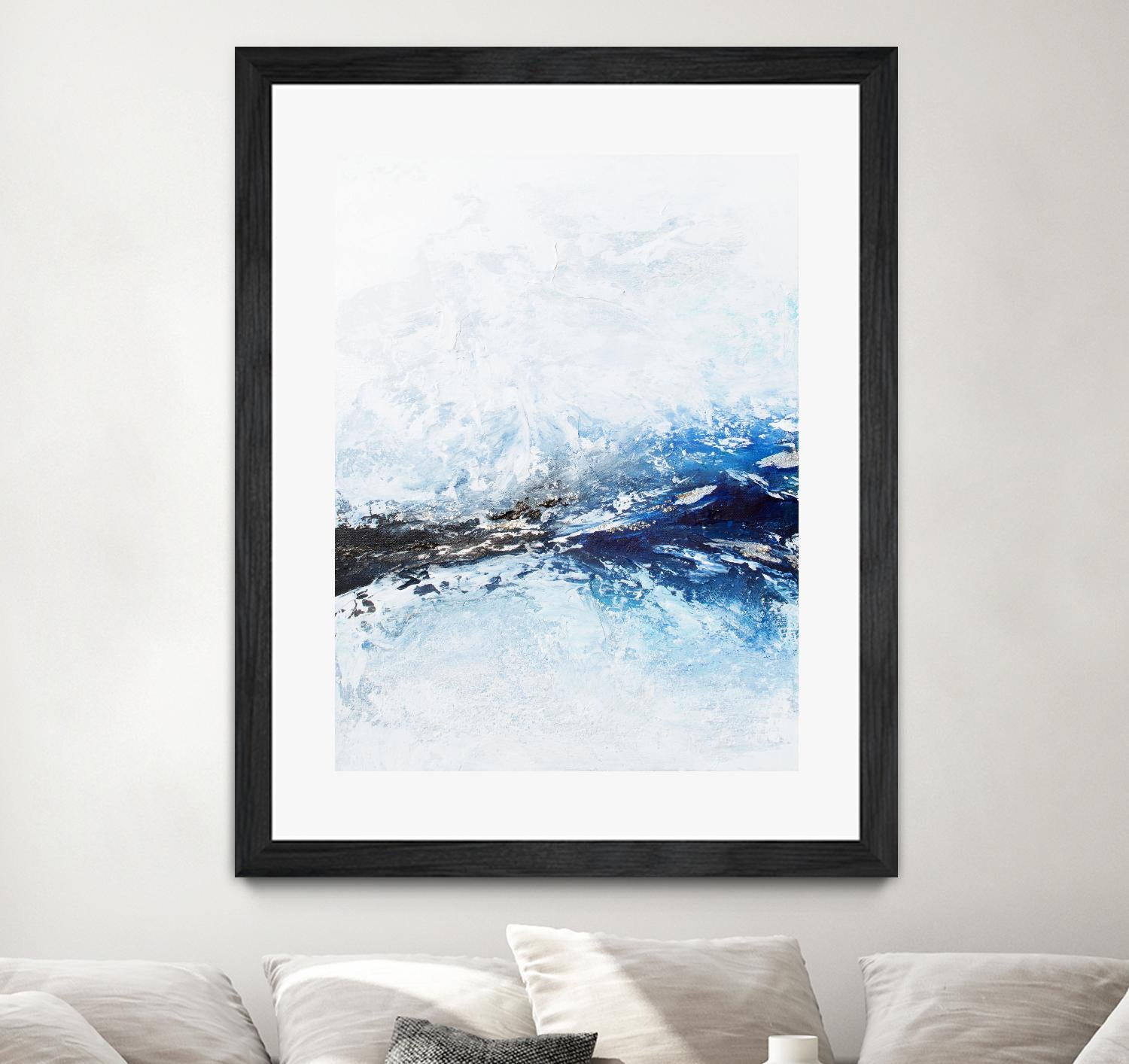 Frozen Golden Ocean -2-Square by Alyson Mccrink on GIANT ART - blue abstract