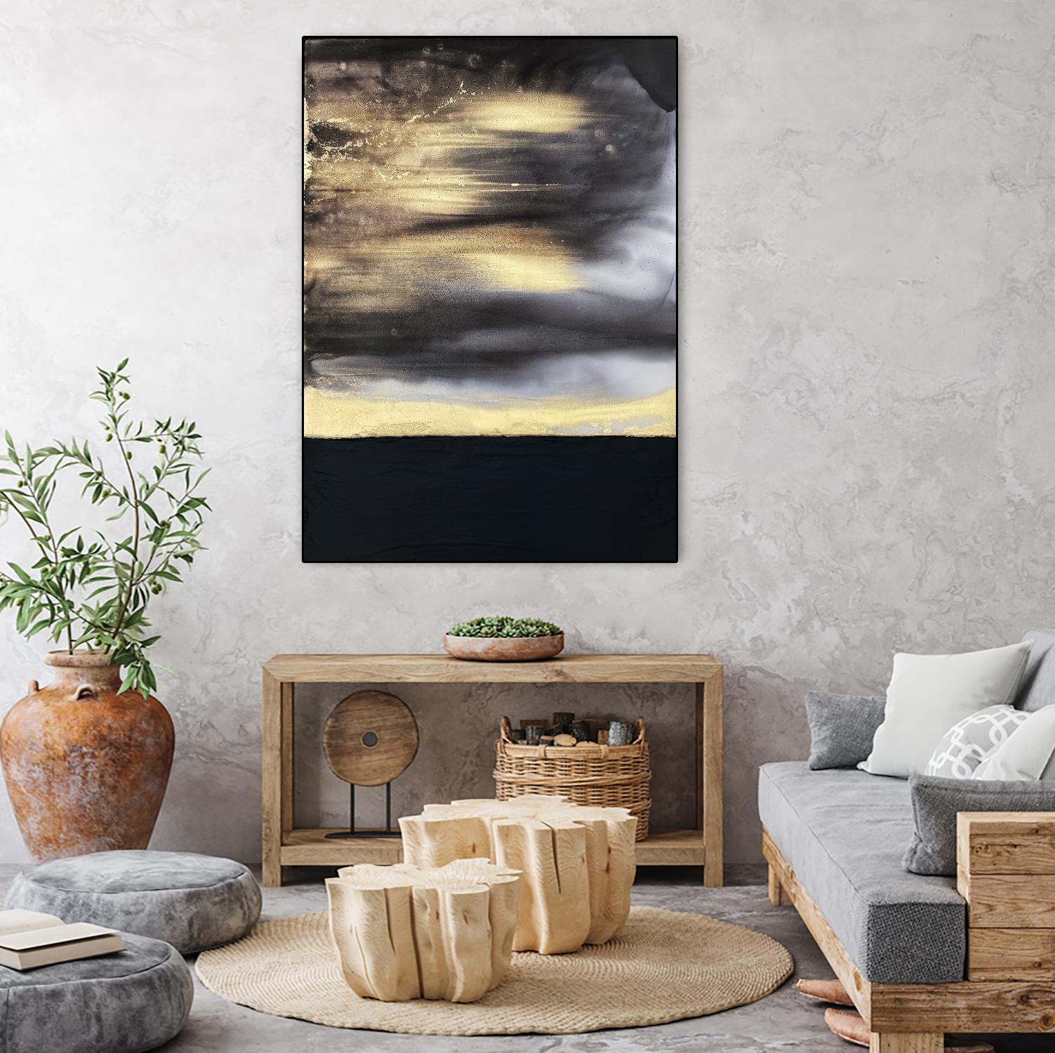 Golden Dawn -Purple by Alyson Mccrink on GIANT ART - beige abstract horizon