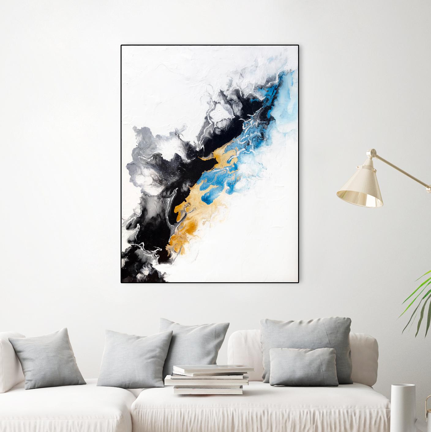Wish Come True by Alyson Mccrink on GIANT ART - blue abstract linéaire