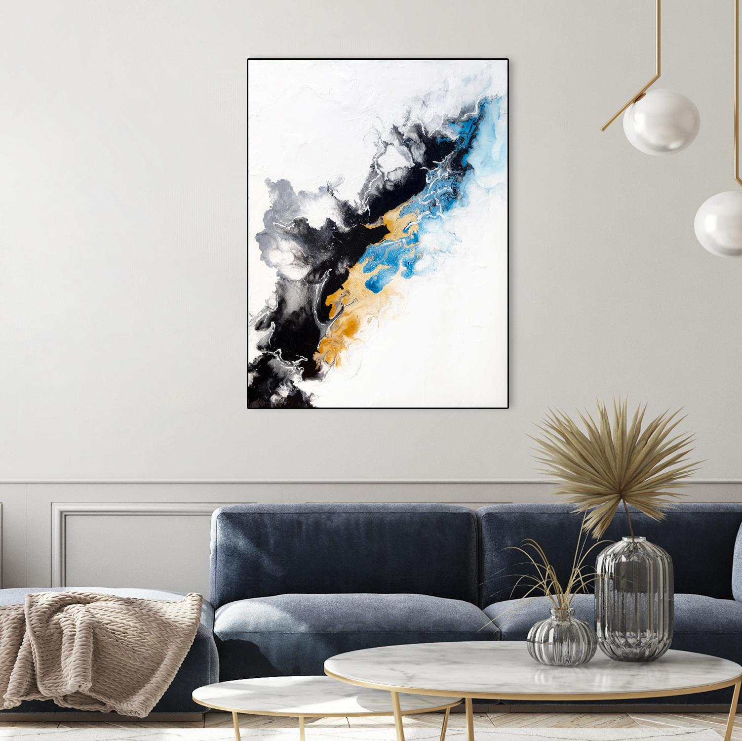 Wish Come True by Alyson Mccrink on GIANT ART - blue abstract linéaire