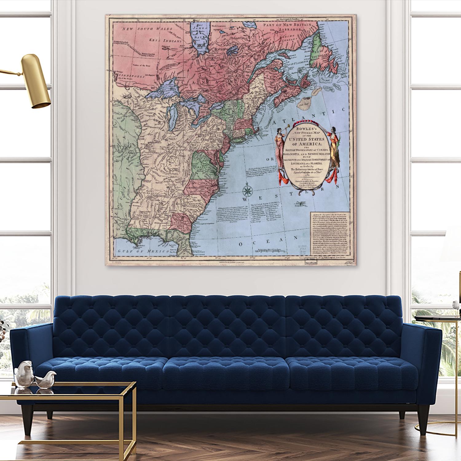 North american map  in 1784 by Archive on GIANT ART - pink maps