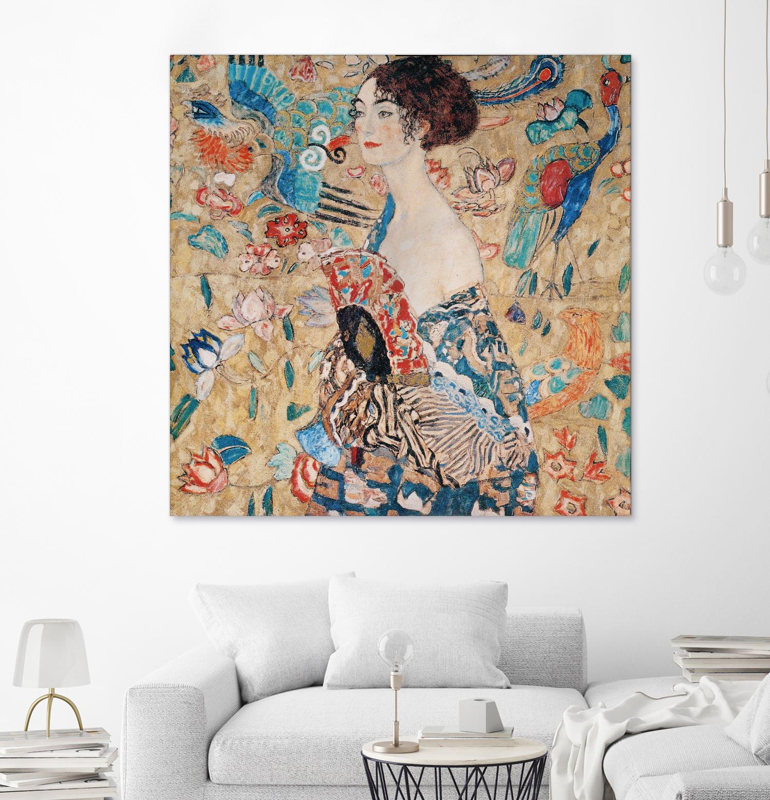 Woman with fan by Gustav Klimt on GIANT ART - gold masters féminité
