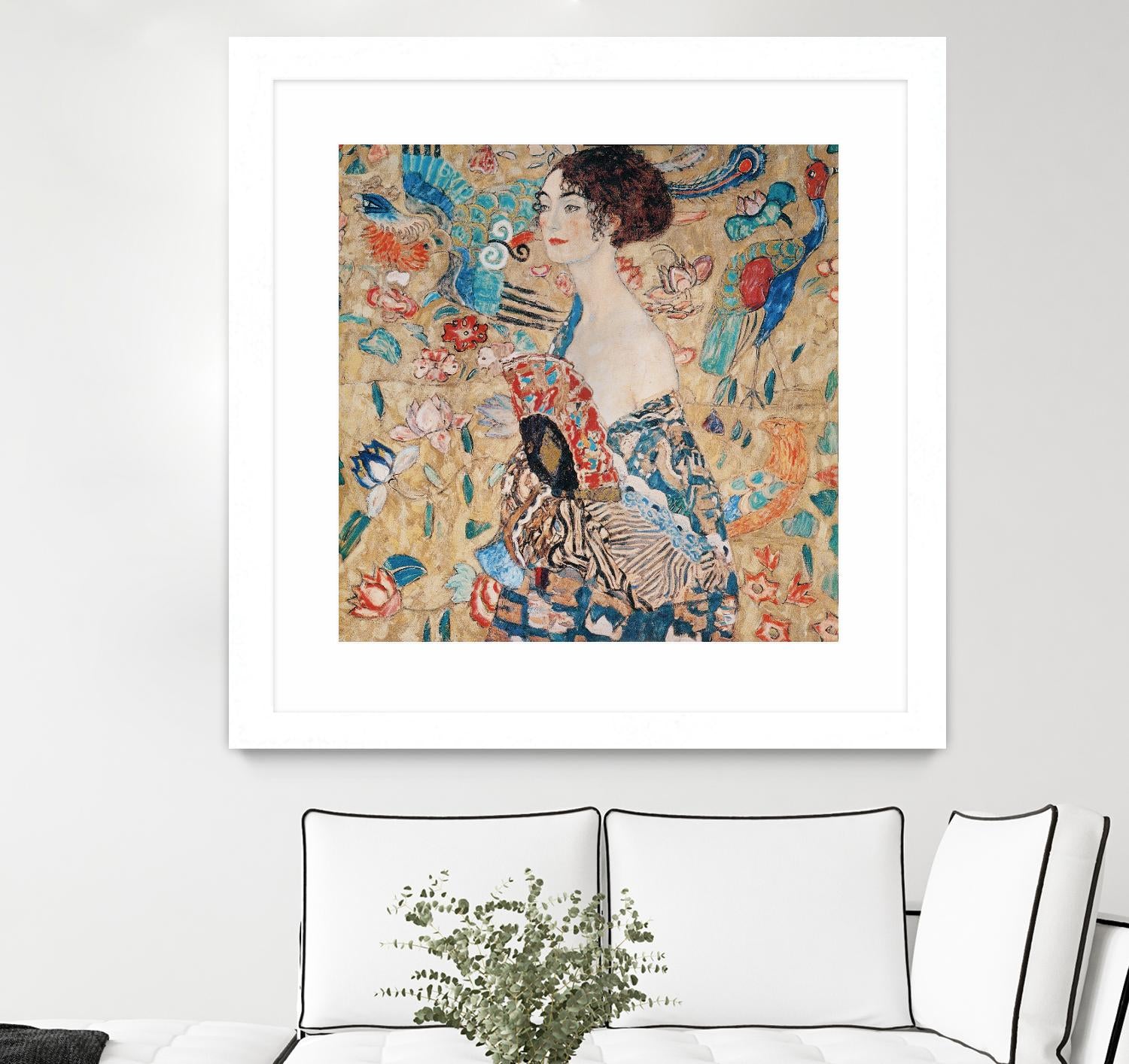 Woman with fan by Gustav Klimt on GIANT ART - gold masters féminité