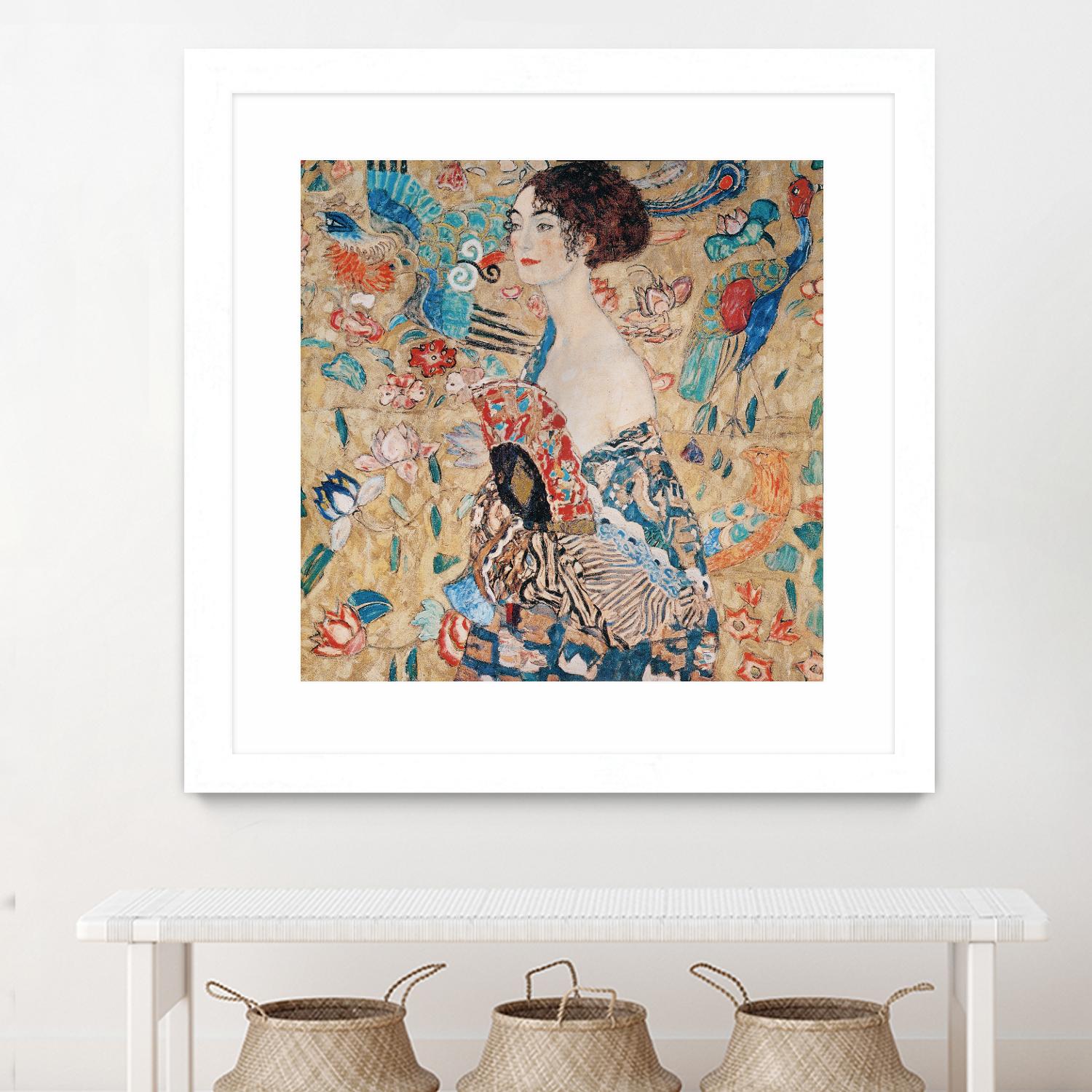 Woman with fan by Gustav Klimt on GIANT ART - gold masters féminité