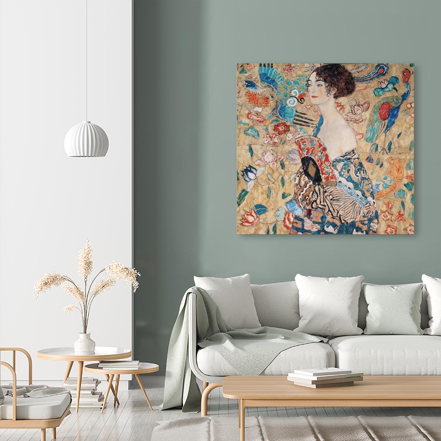 Woman with fan by Gustav Klimt on GIANT ART - gold masters féminité