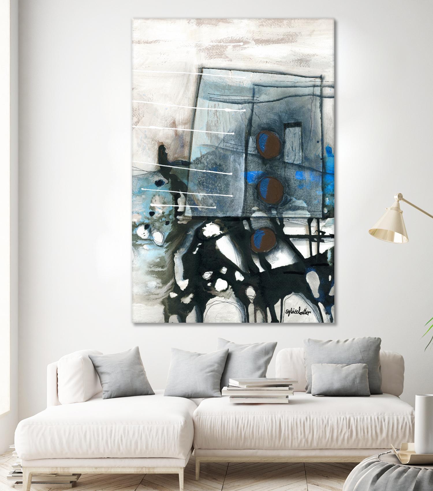 Chutes - T1 by Sylvie Cloutier on GIANT ART - grey abstract