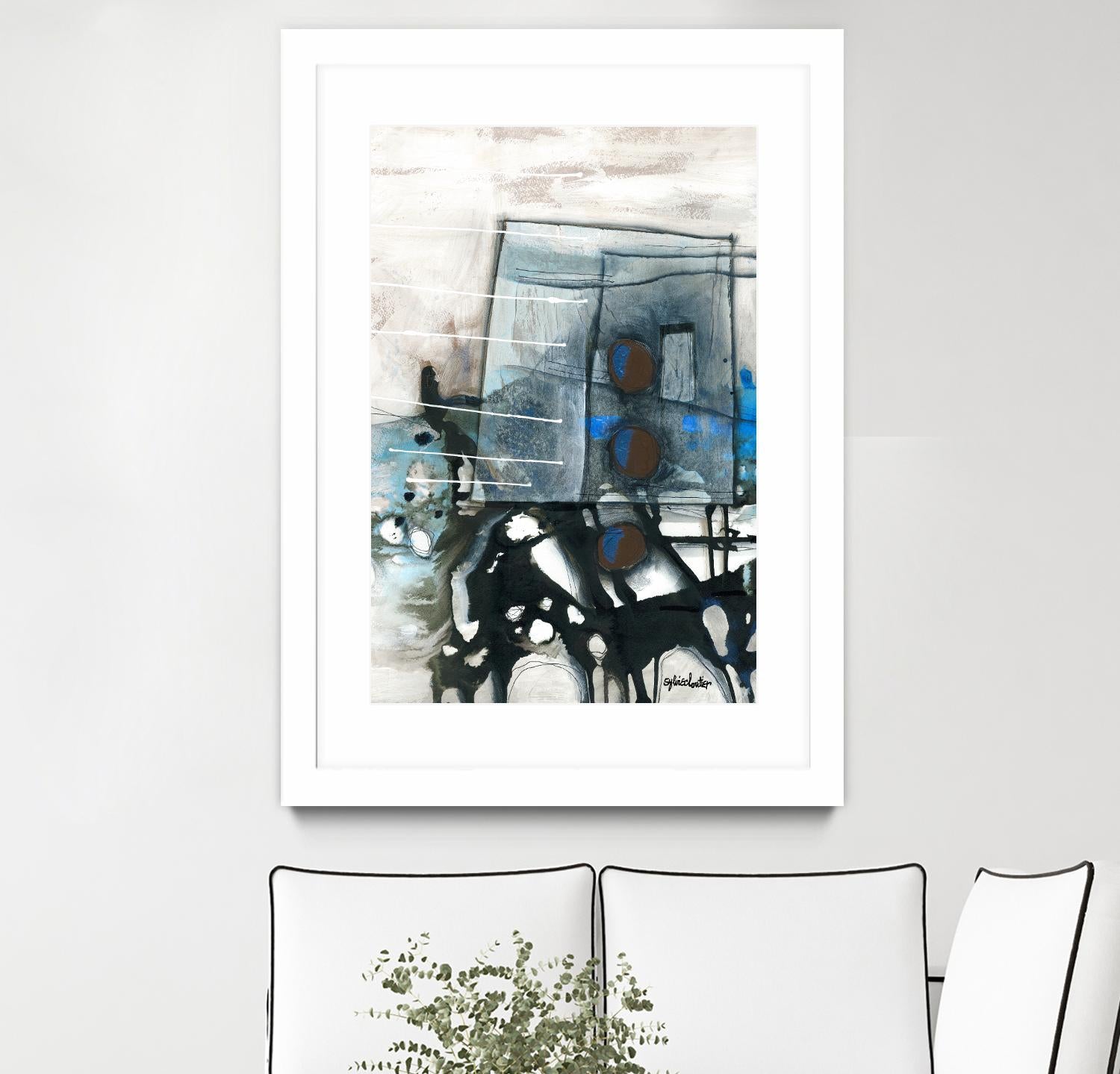 Chutes - T1 by Sylvie Cloutier on GIANT ART - blue abstract