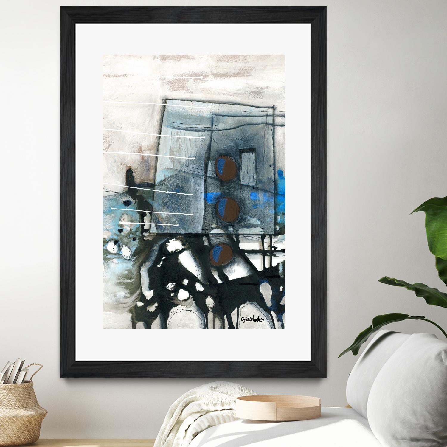 Chutes - T1 by Sylvie Cloutier on GIANT ART - blue abstract