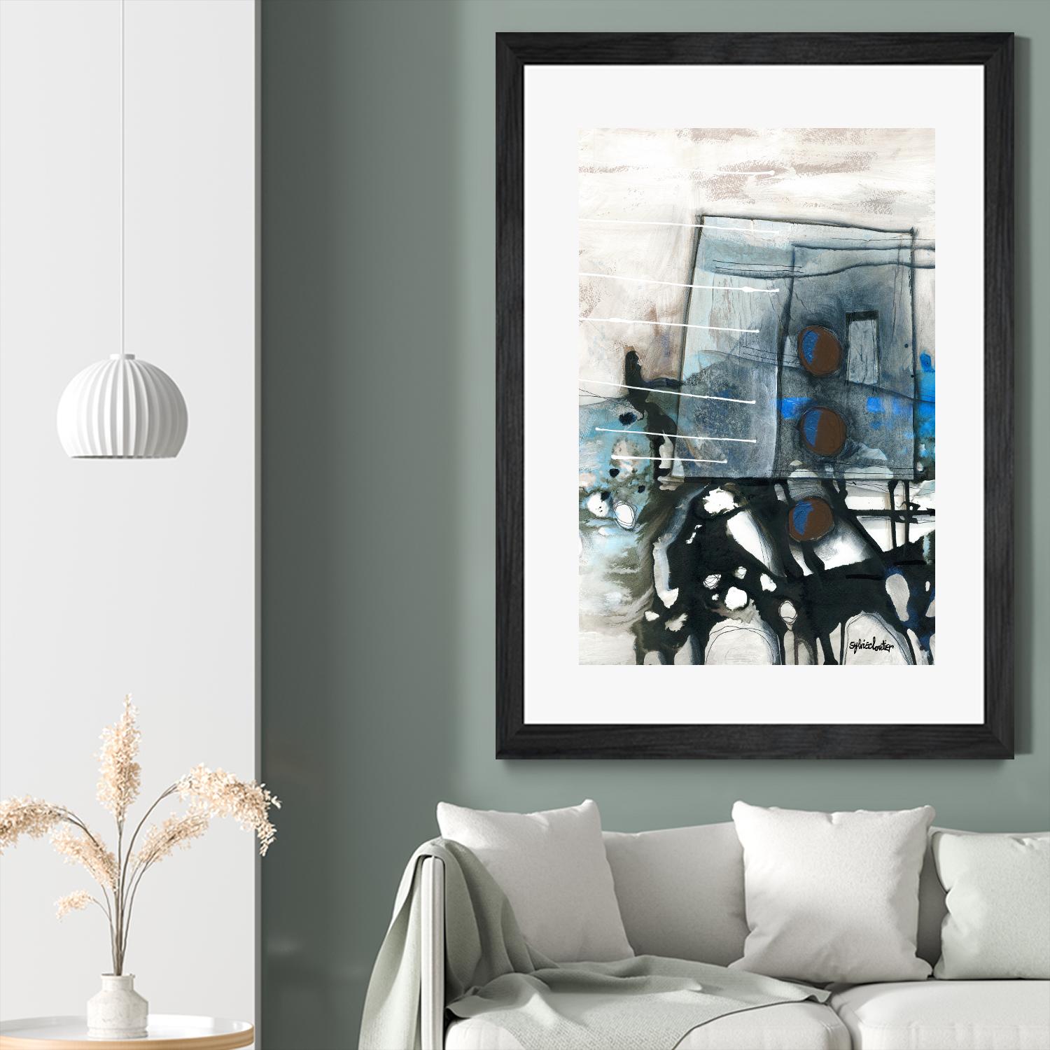 Chutes - T1 by Sylvie Cloutier on GIANT ART - blue abstract