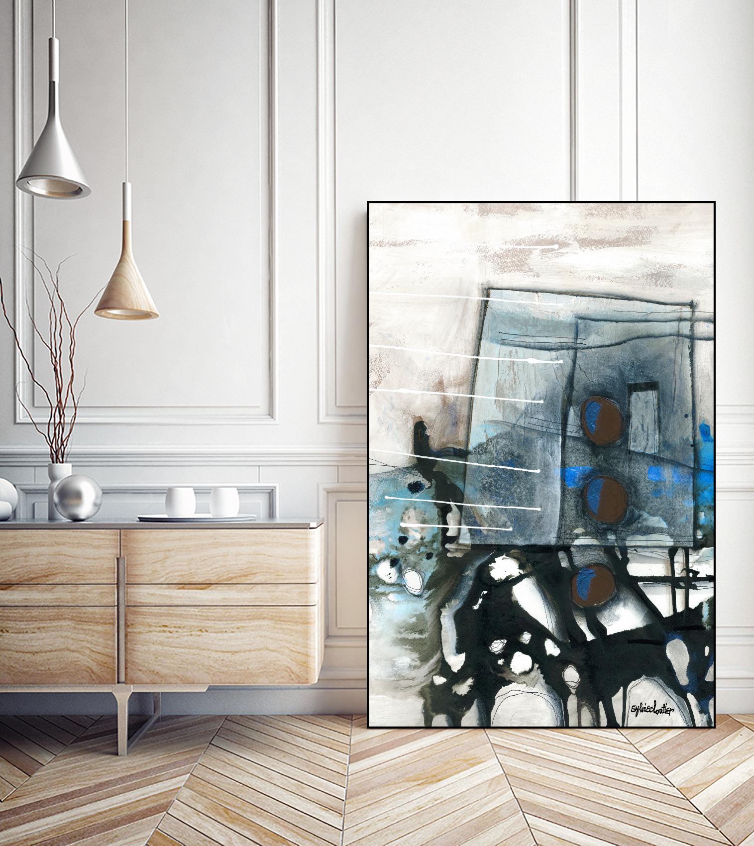 Chutes - T1 by Sylvie Cloutier on GIANT ART - grey abstract