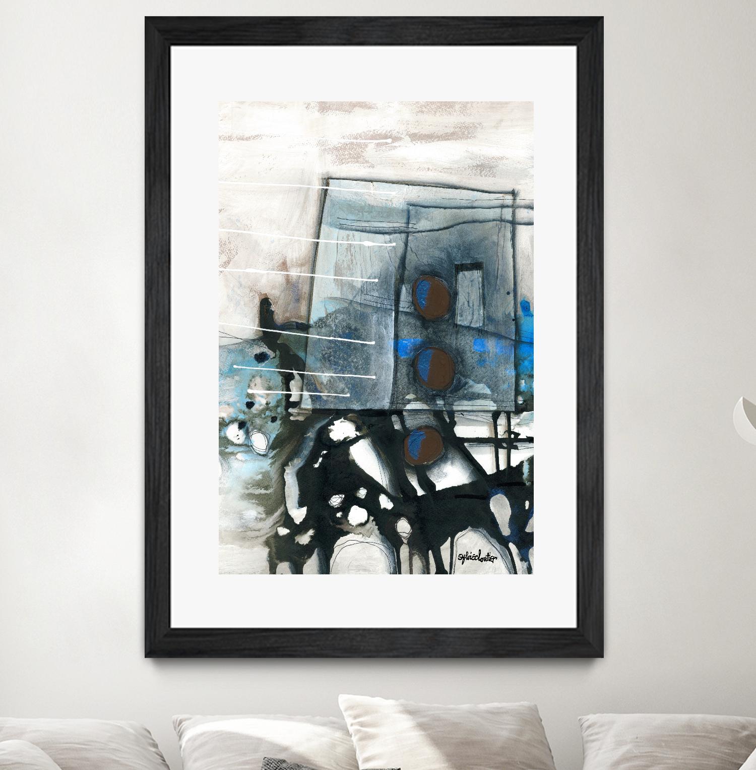 Chutes - T1 by Sylvie Cloutier on GIANT ART - blue abstract