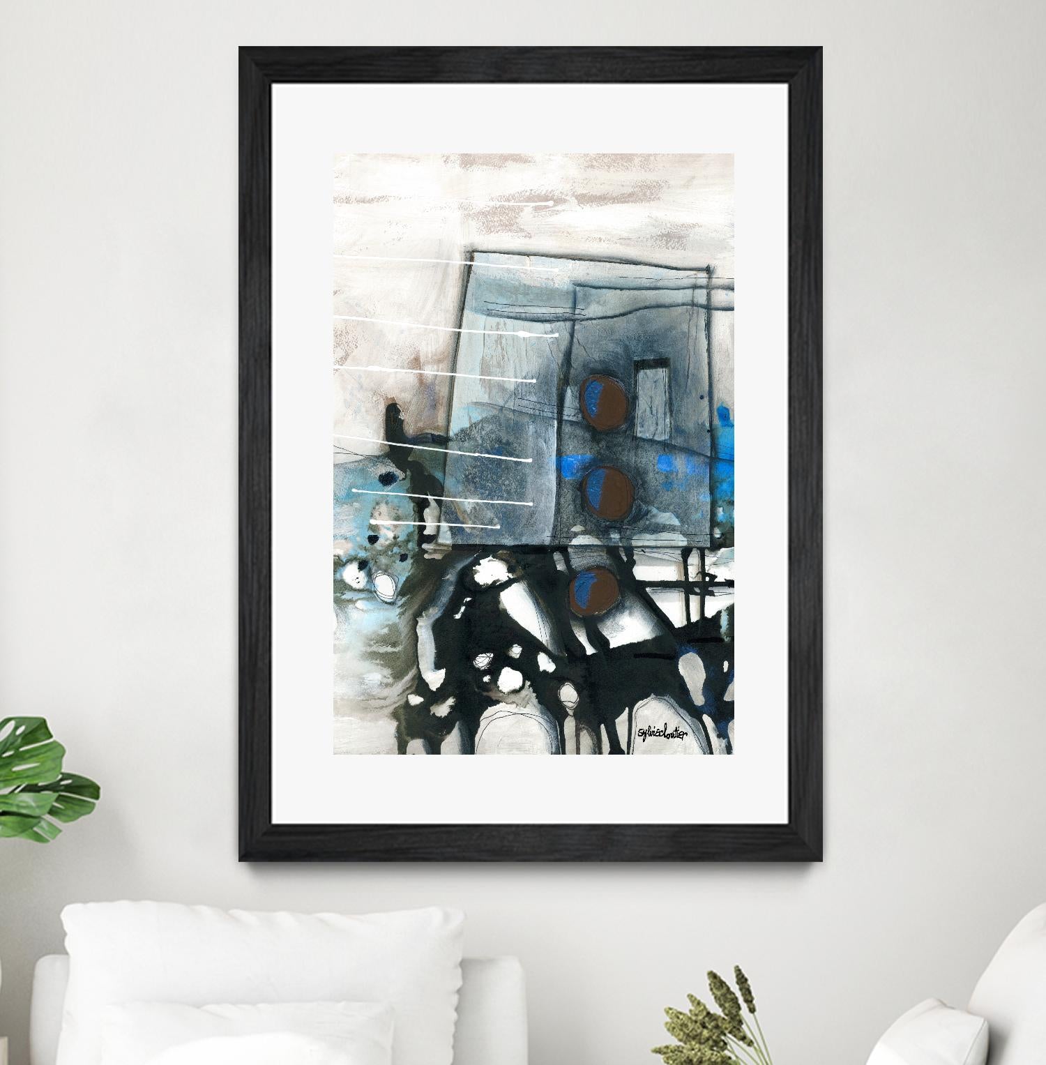 Chutes - T1 by Sylvie Cloutier on GIANT ART - blue abstract