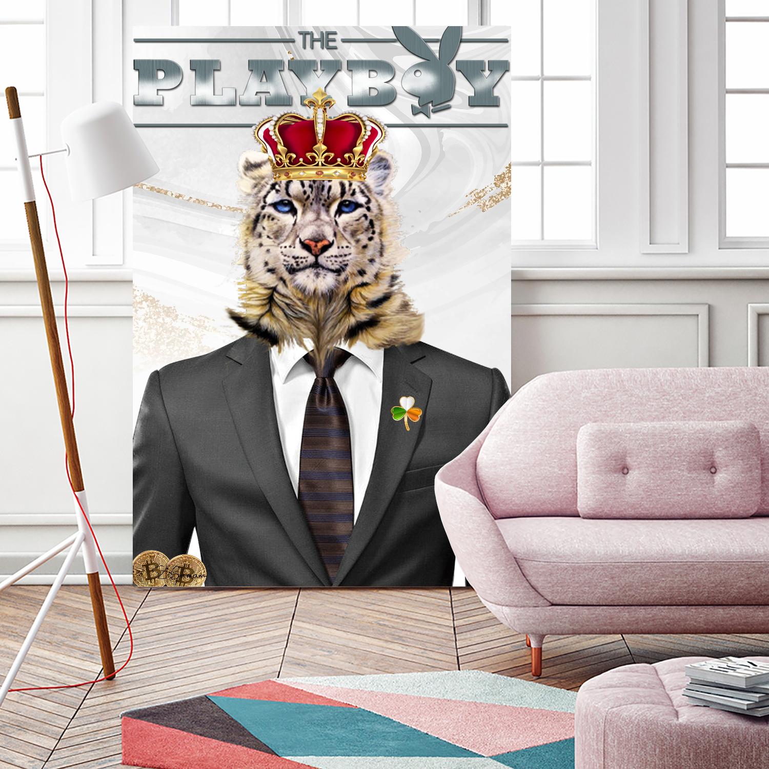 The King by Carole St-Germain on GIANT ART - red pop tiger