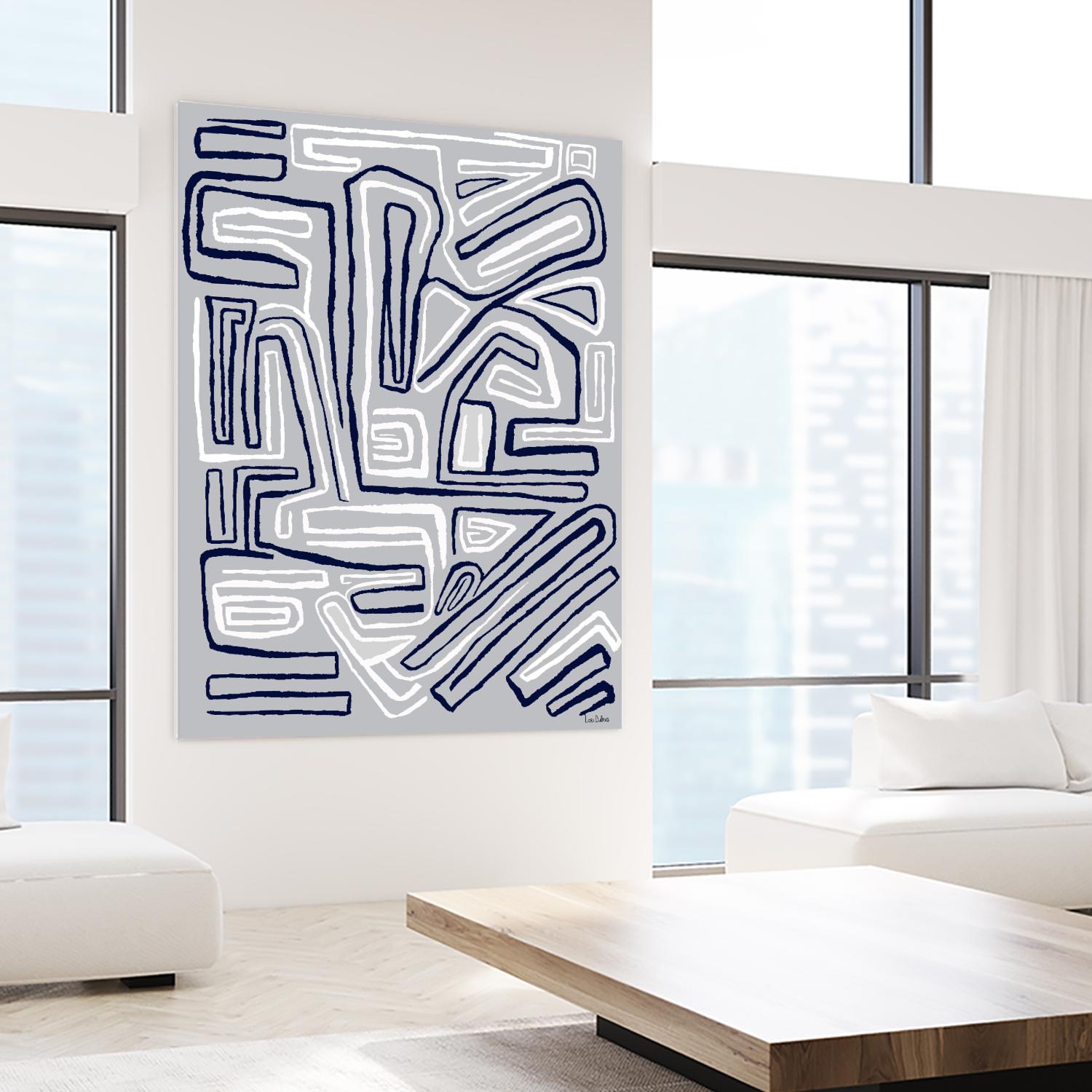 Centric -Blue Ice - 8 by Lori Dubois on GIANT ART - grey linear