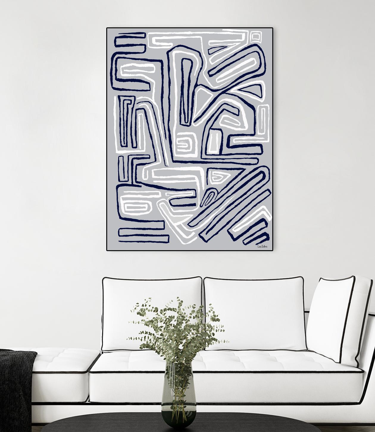 Centric -Blue Ice - 8 by Lori Dubois on GIANT ART - grey linear