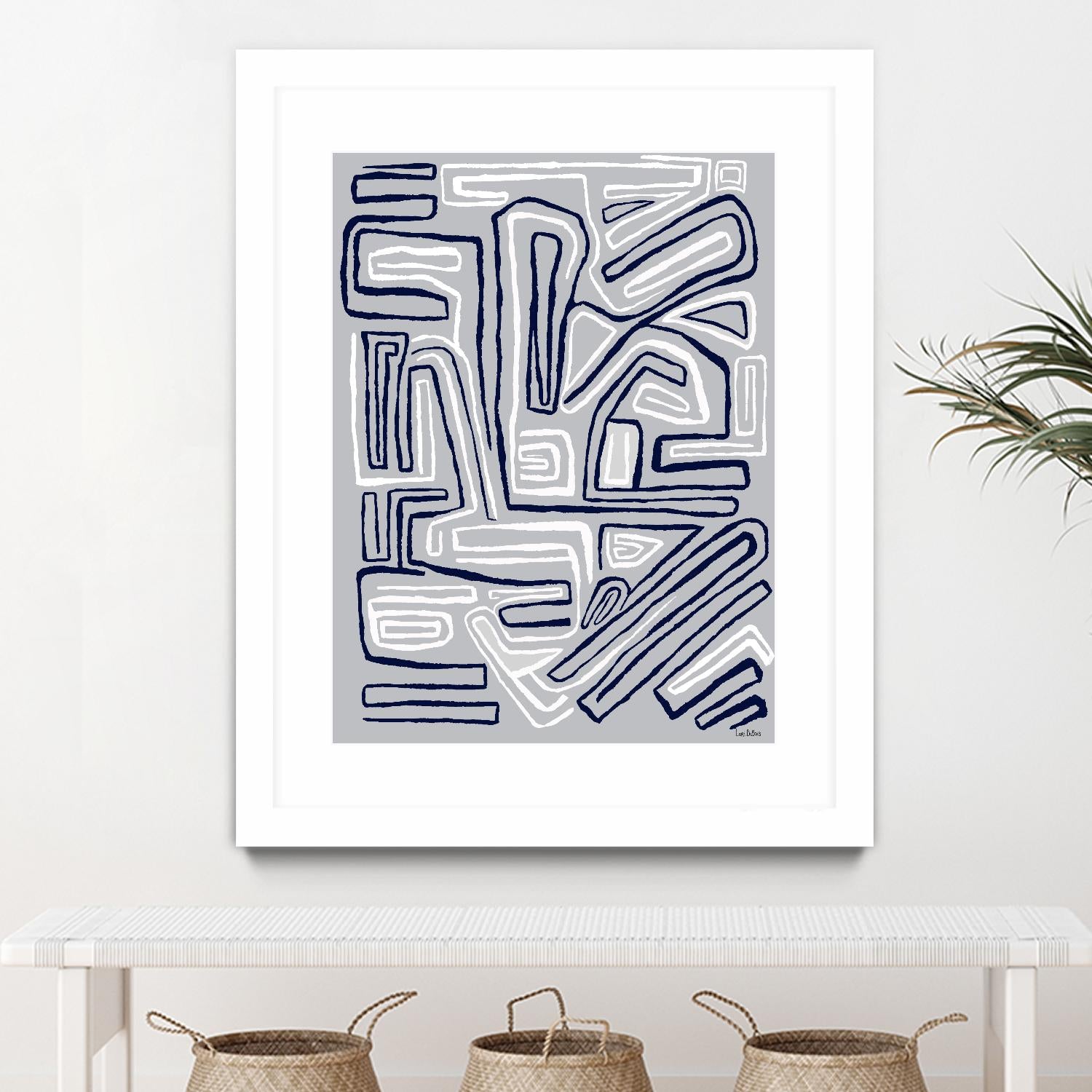 Centric -Blue Ice - 8 by Lori Dubois on GIANT ART - blue linear