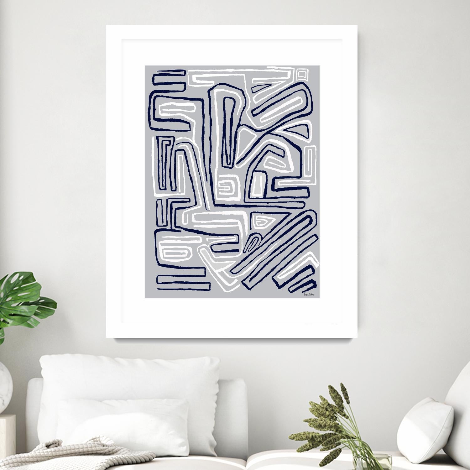 Centric -Blue Ice - 8 by Lori Dubois on GIANT ART - blue linear