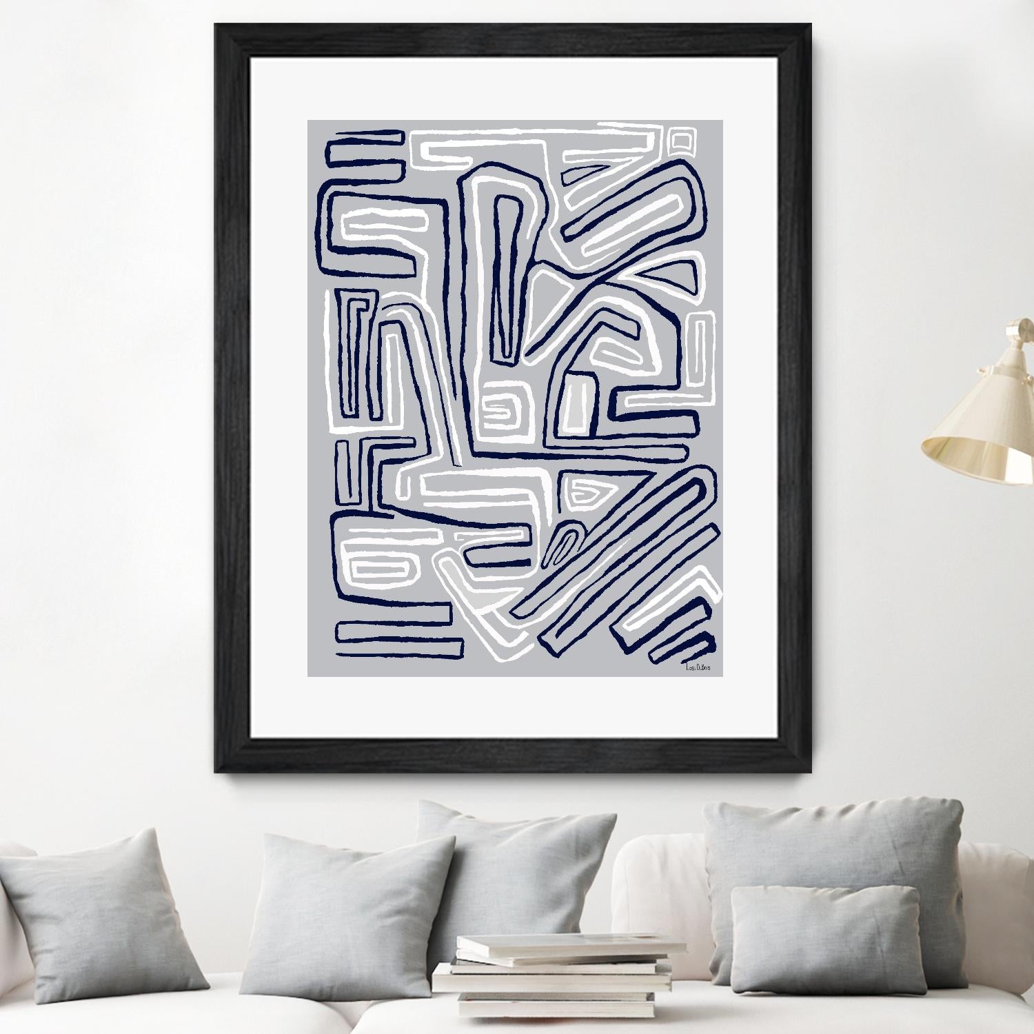 Centric -Blue Ice - 8 by Lori Dubois on GIANT ART - blue linear