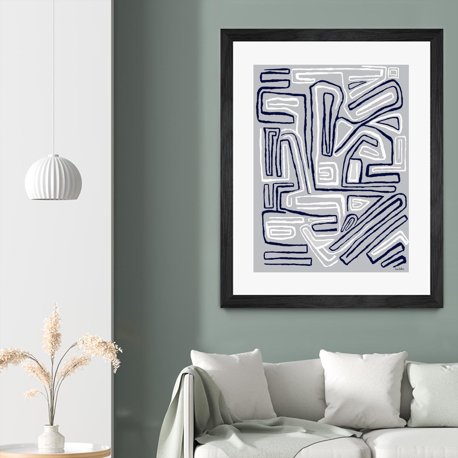 Centric -Blue Ice - 8 by Lori Dubois on GIANT ART - blue linear