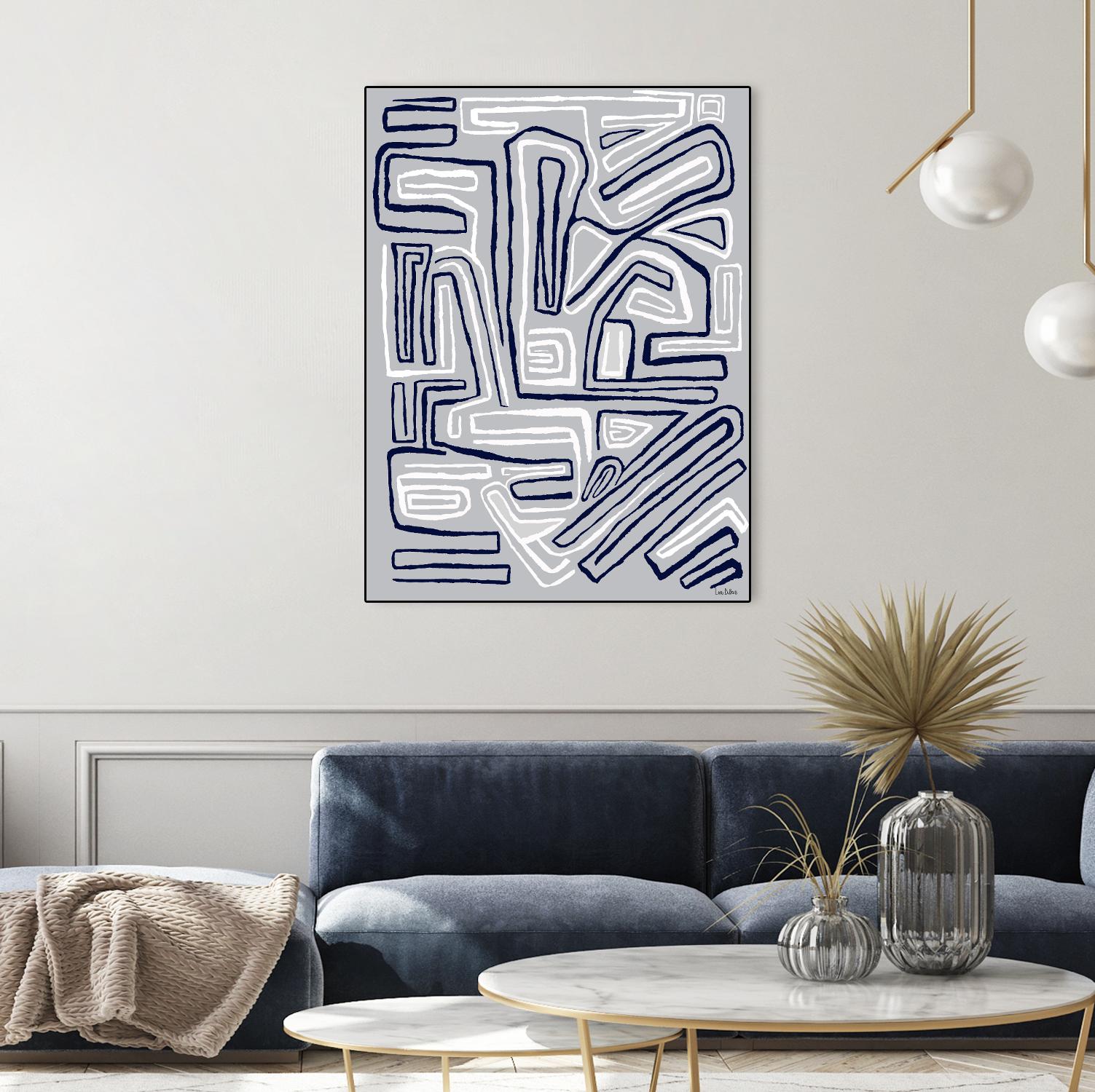 Centric -Blue Ice - 8 by Lori Dubois on GIANT ART - grey linear