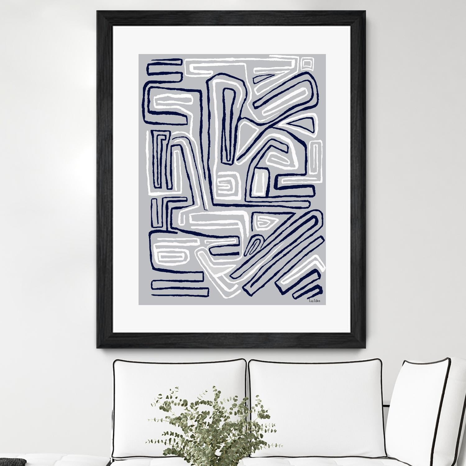 Centric -Blue Ice - 8 by Lori Dubois on GIANT ART - blue linear