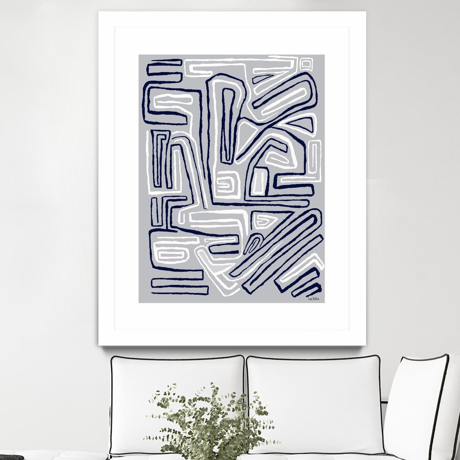 Centric -Blue Ice - 8 by Lori Dubois on GIANT ART - blue linear