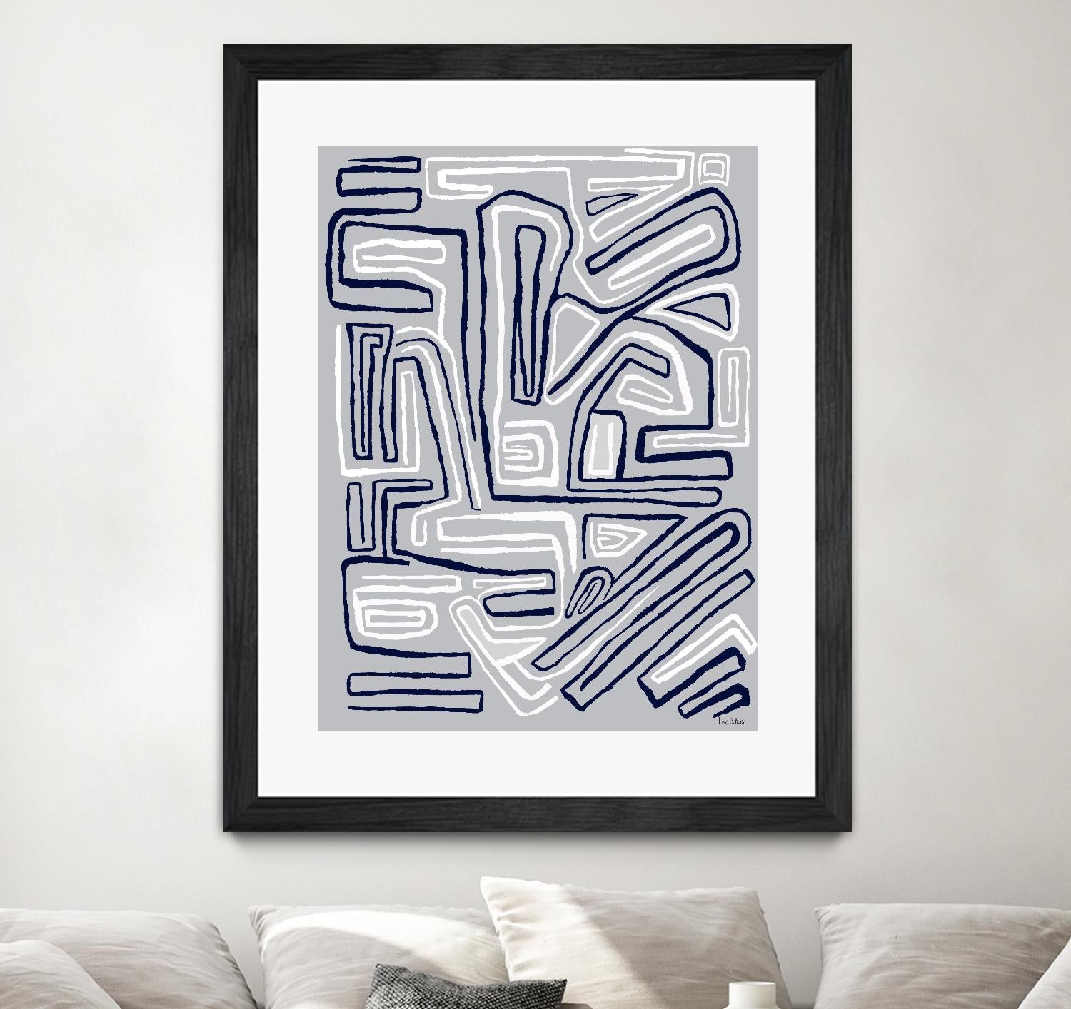 Centric -Blue Ice - 8 by Lori Dubois on GIANT ART - blue linear