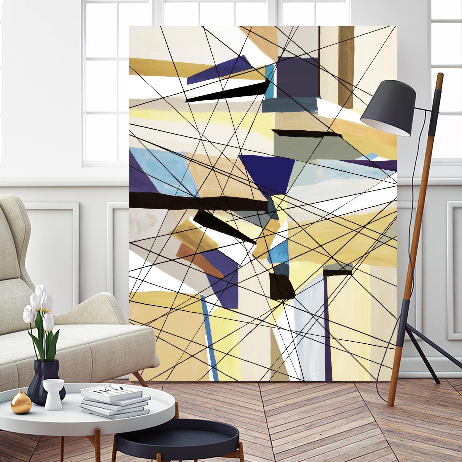 Navigation by Lori Dubois on GIANT ART - beige linear angled black lines