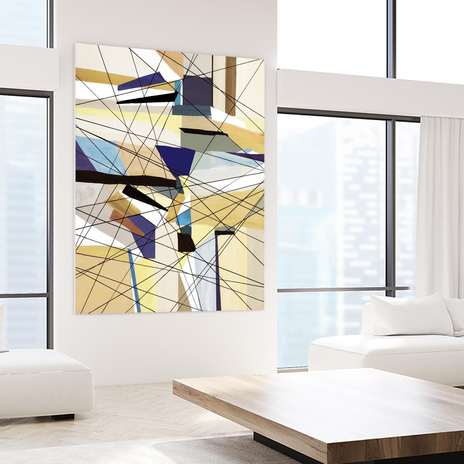 Navigation by Lori Dubois on GIANT ART - beige linear angled black lines