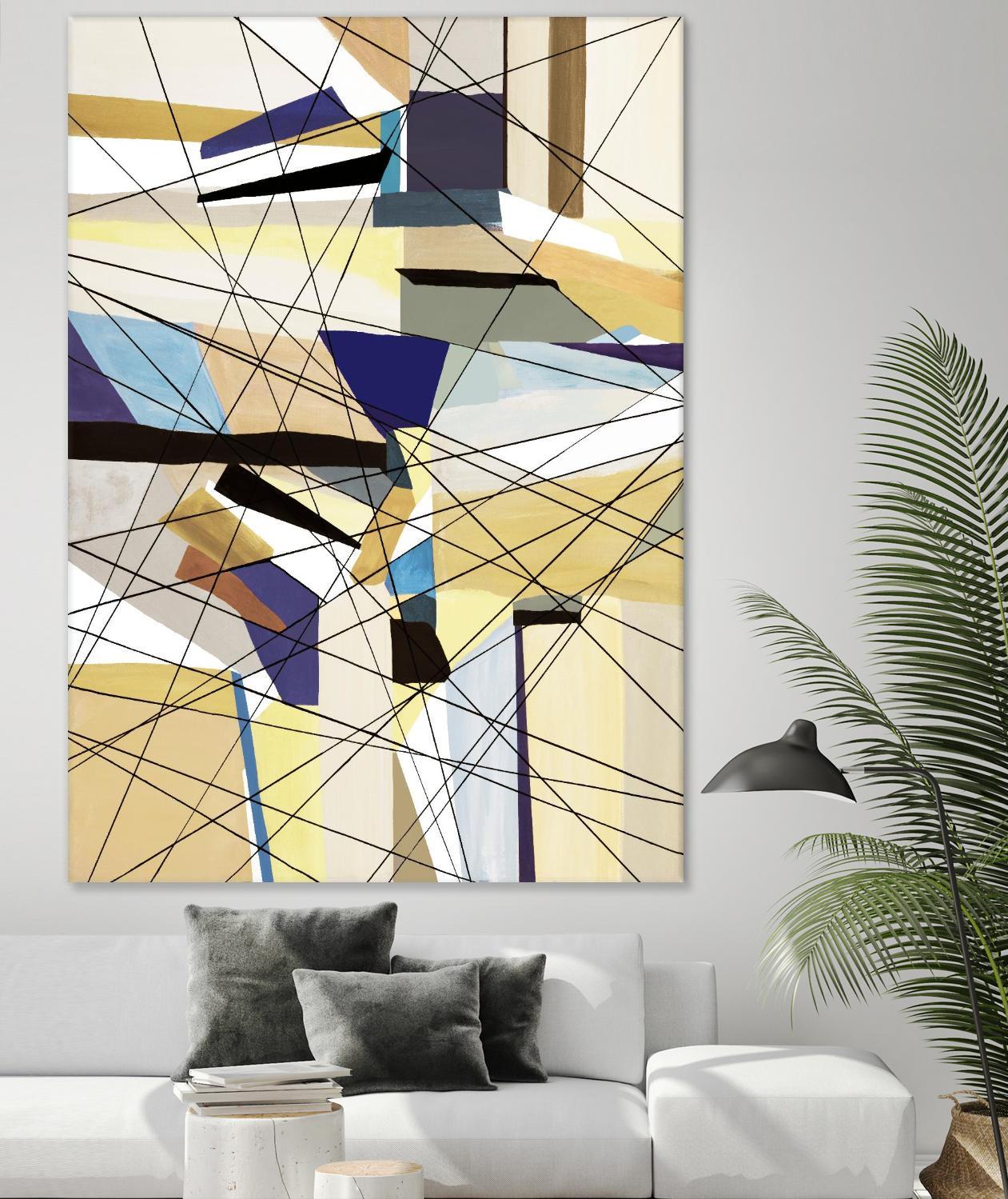Navigation by Lori Dubois on GIANT ART - beige linear angled black lines
