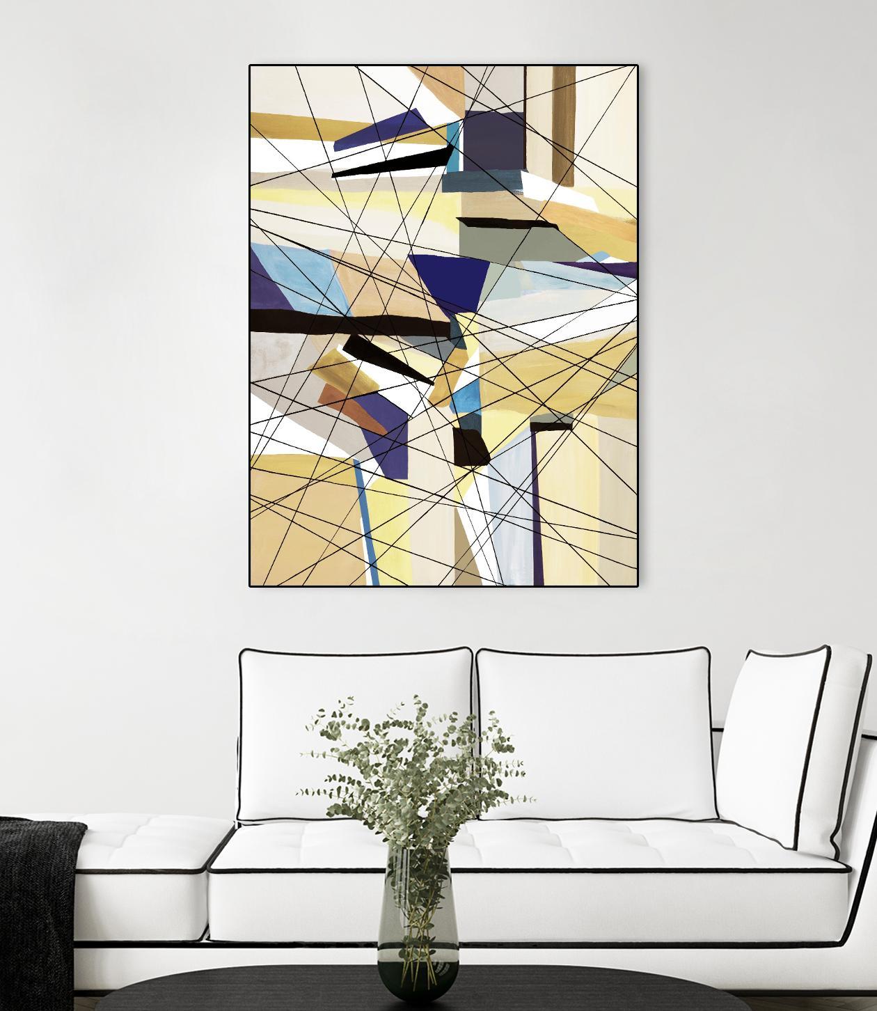 Navigation by Lori Dubois on GIANT ART - beige linear angled black lines