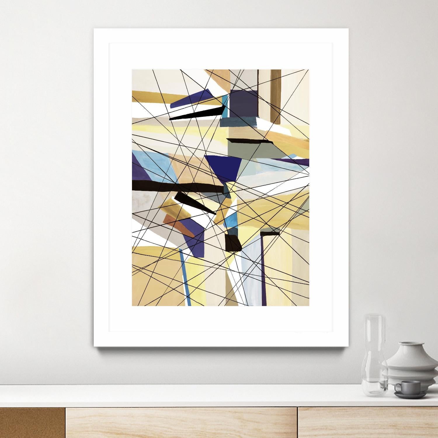 Navigation by Lori Dubois on GIANT ART - beige linear angled black lines