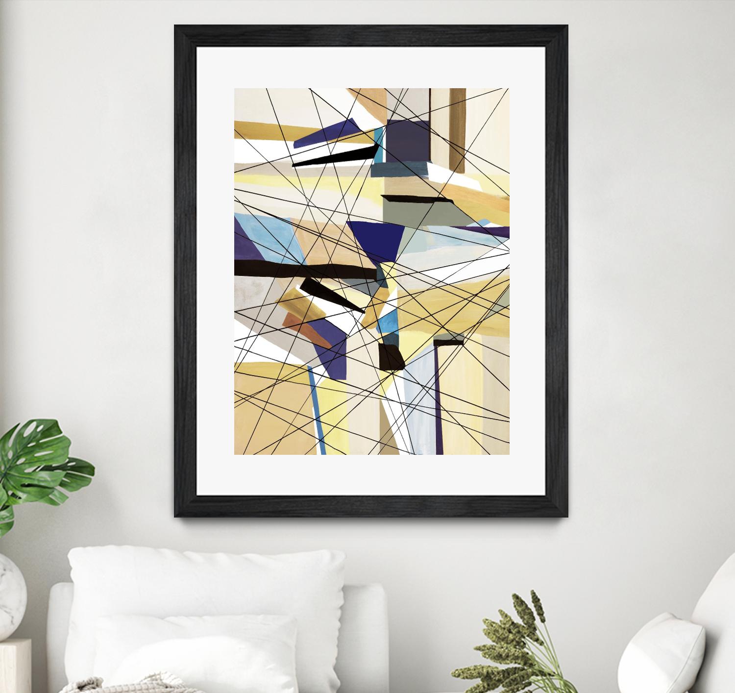 Navigation by Lori Dubois on GIANT ART - beige linear angled black lines