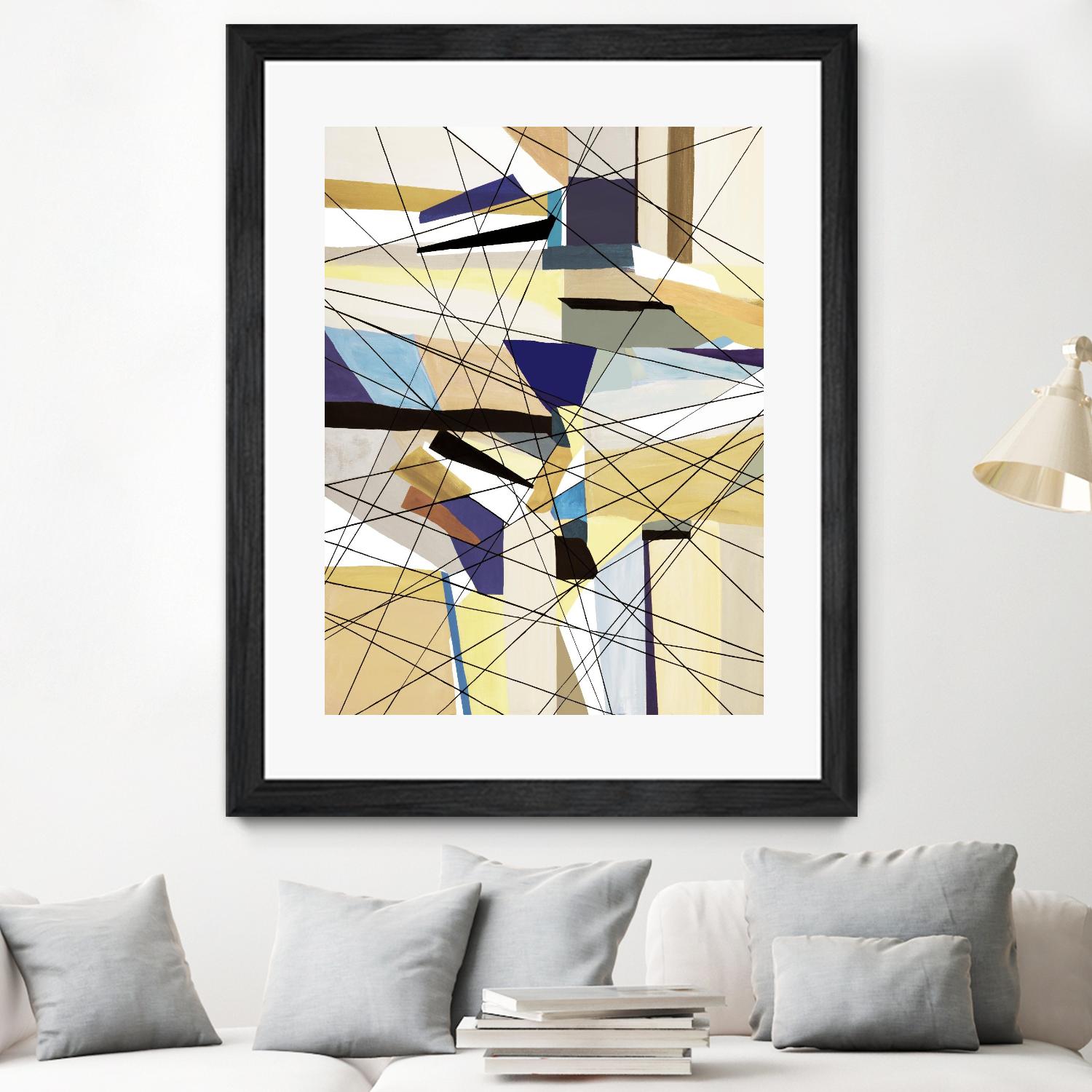 Navigation by Lori Dubois on GIANT ART - beige linear angled black lines